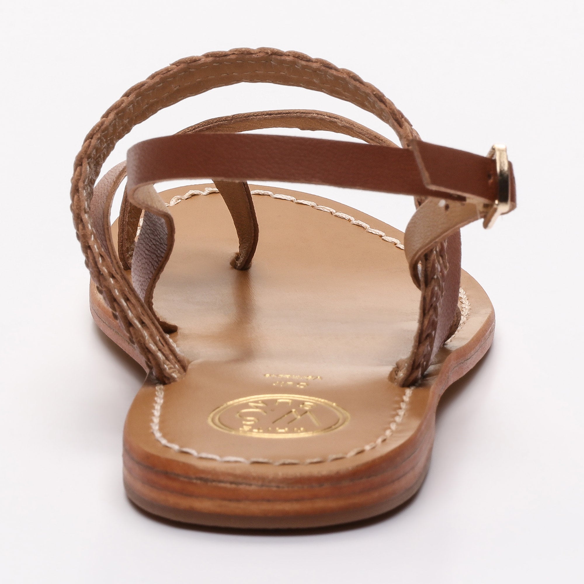 VANILLAE sandales entre doigt en cuir camel