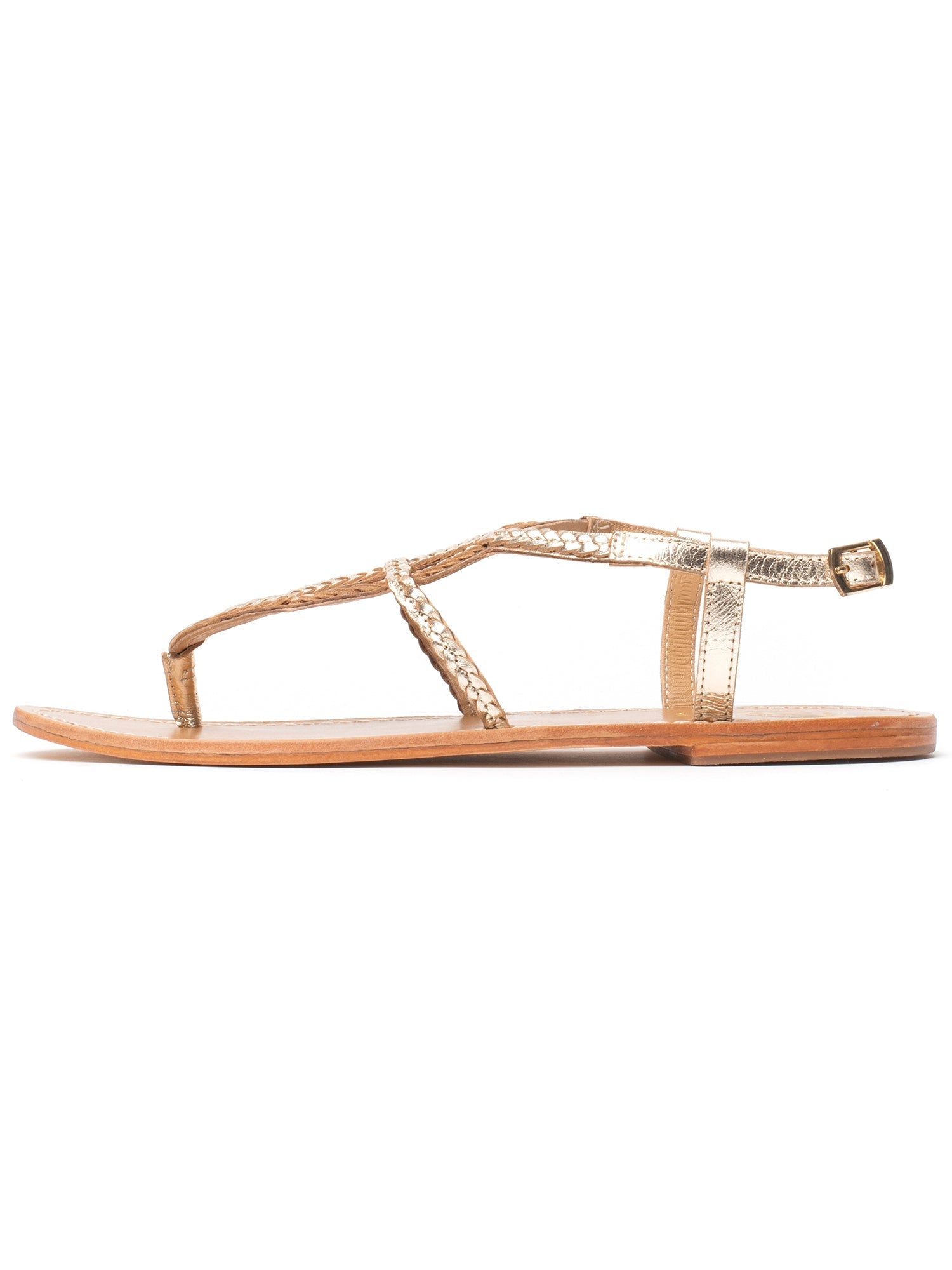 PRAIA sandales entre doigt tresse en cuir or