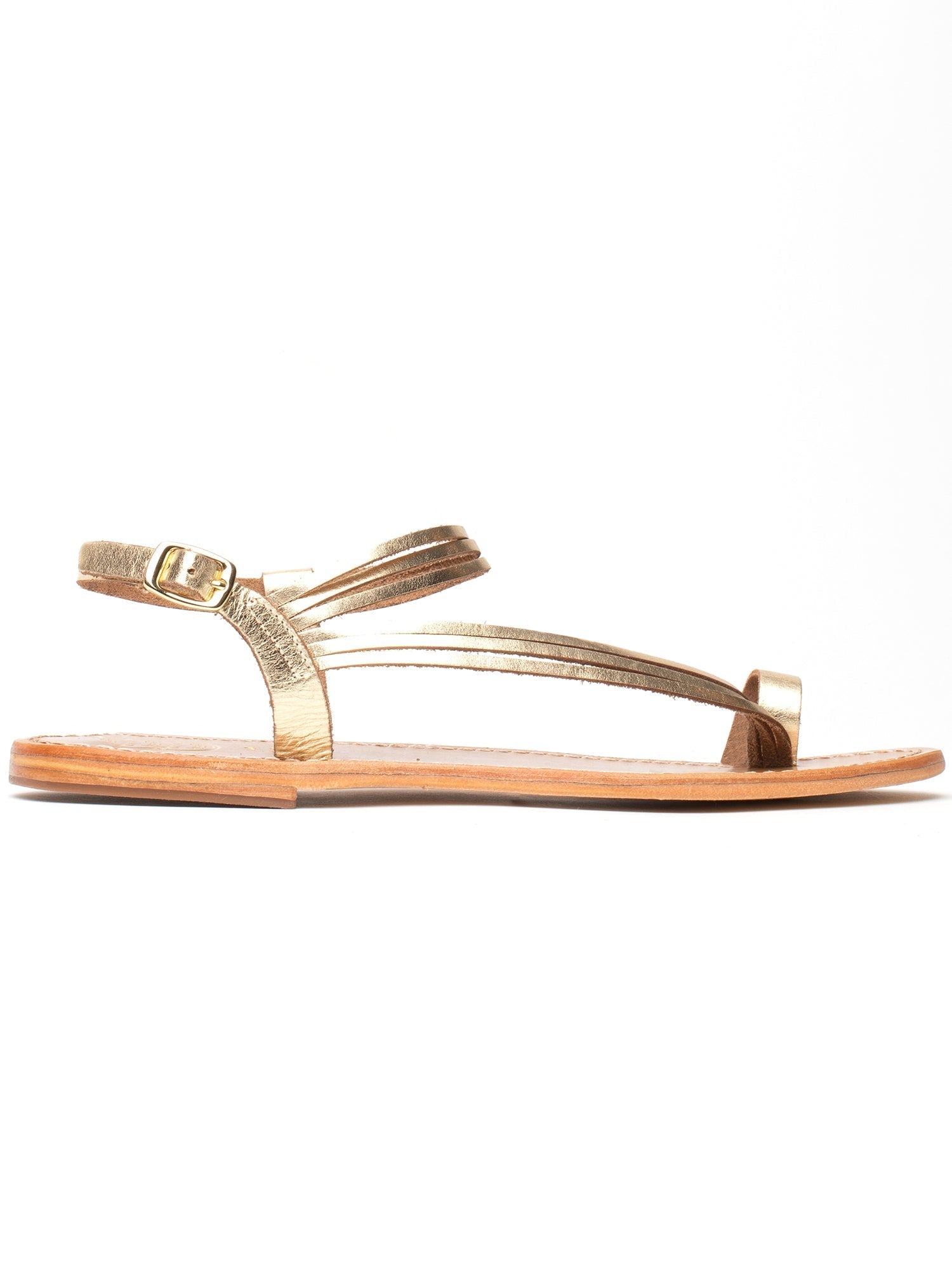AQUIRAZ sandales entre doigt en cuir or foncé