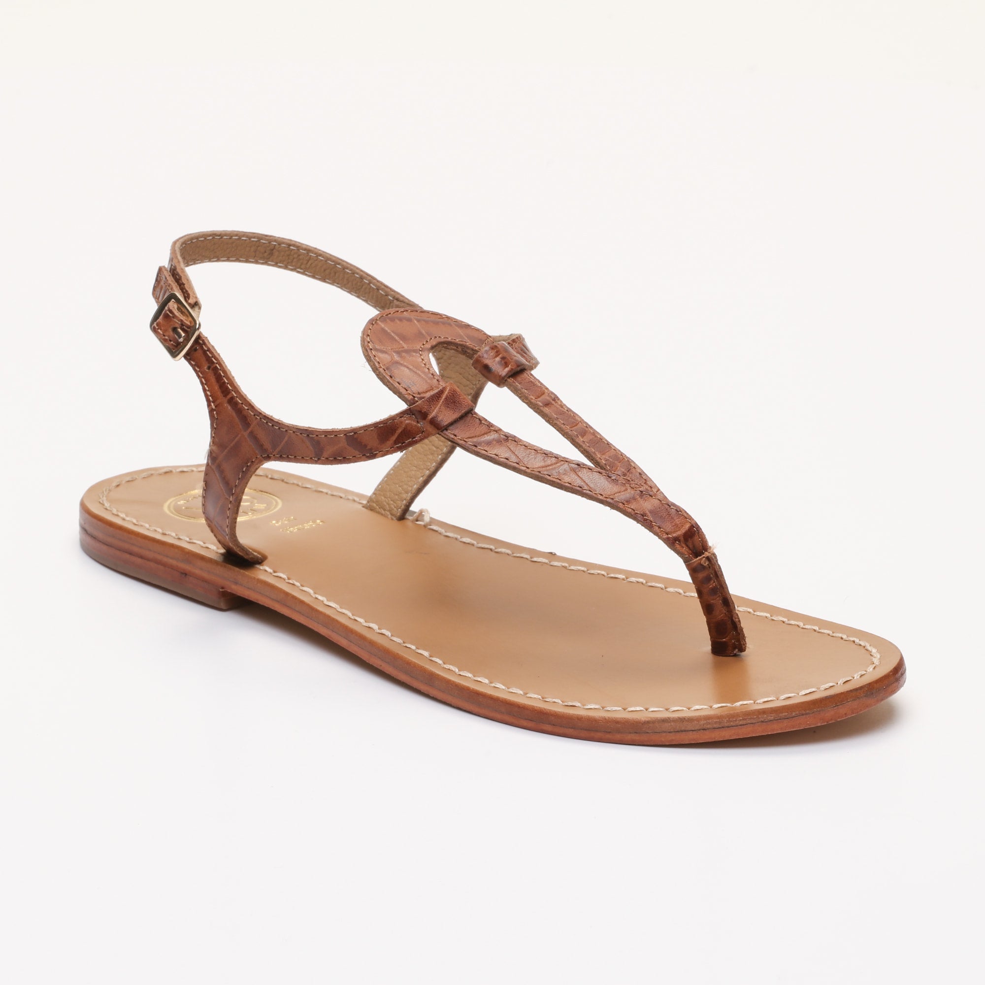 VARDE sandales entre doigt en cuir croco brun