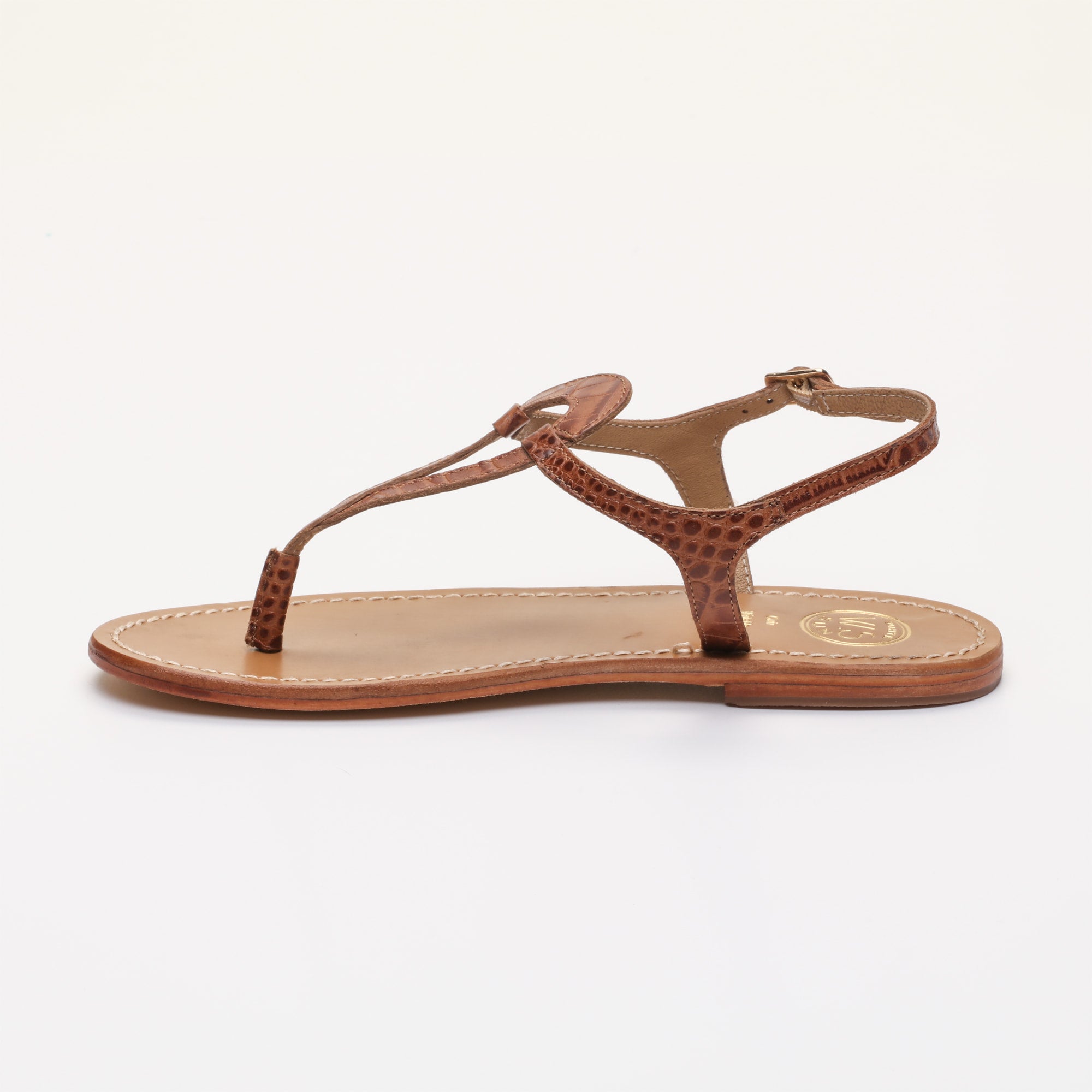 VARDE sandales entre doigt en cuir croco brun