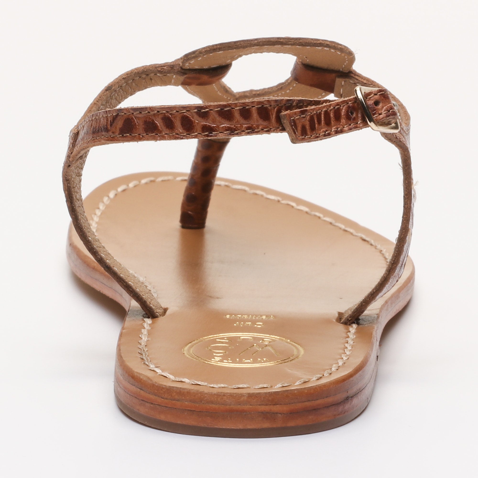 VARDE sandales entre doigt en cuir croco brun