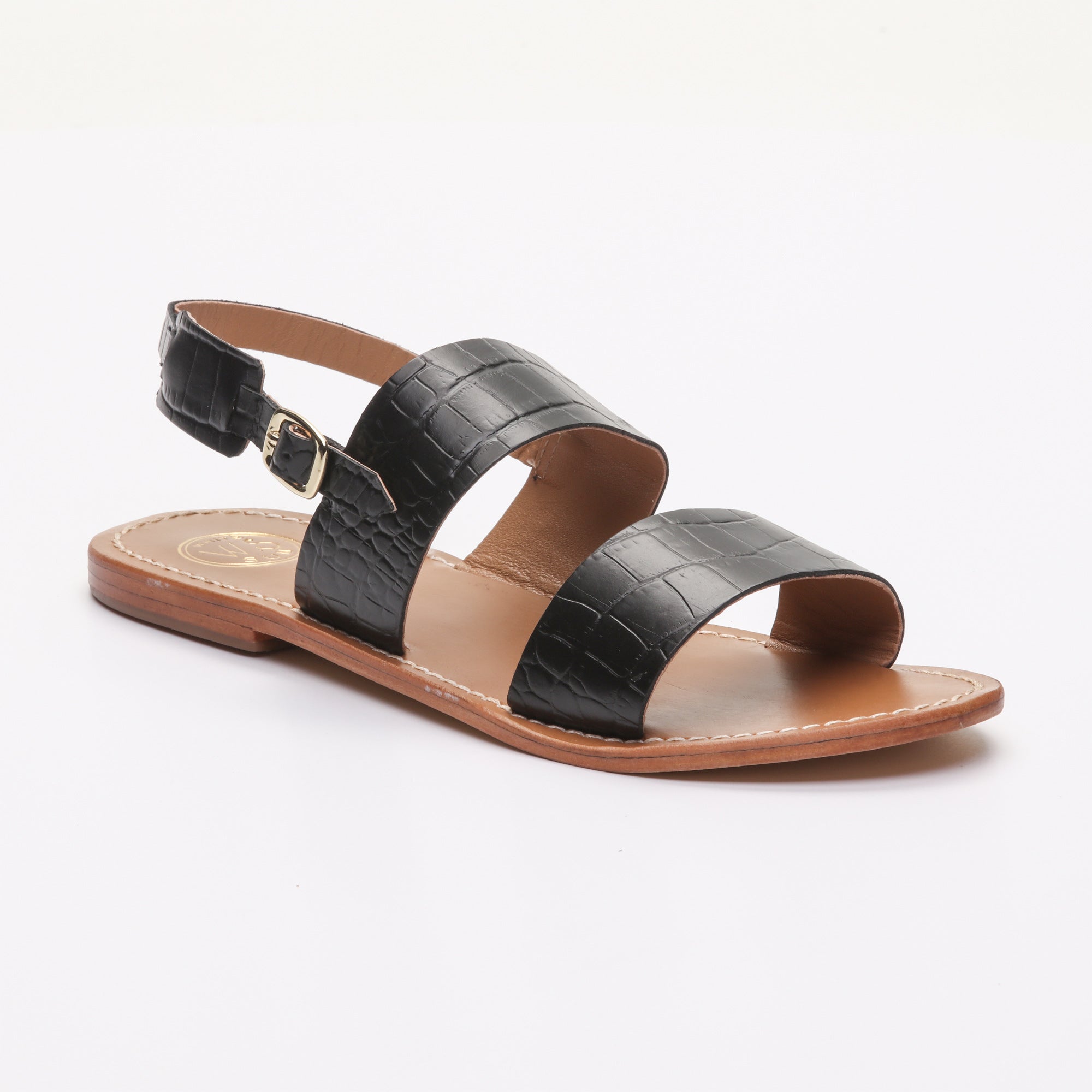 SAWAN sandales en cuir croco noir