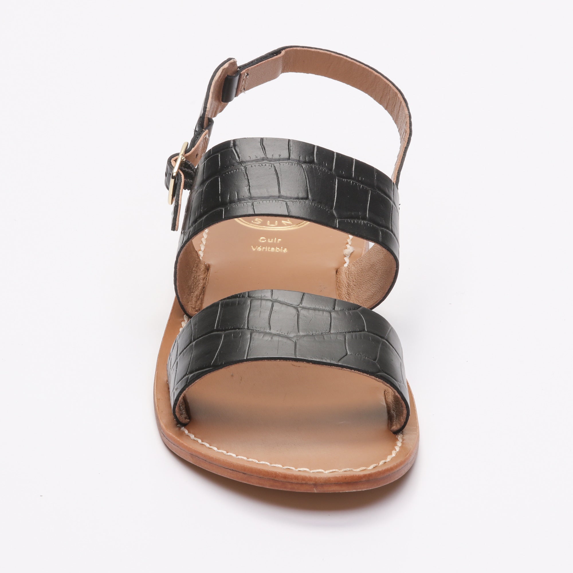 SAWAN sandales en cuir croco noir