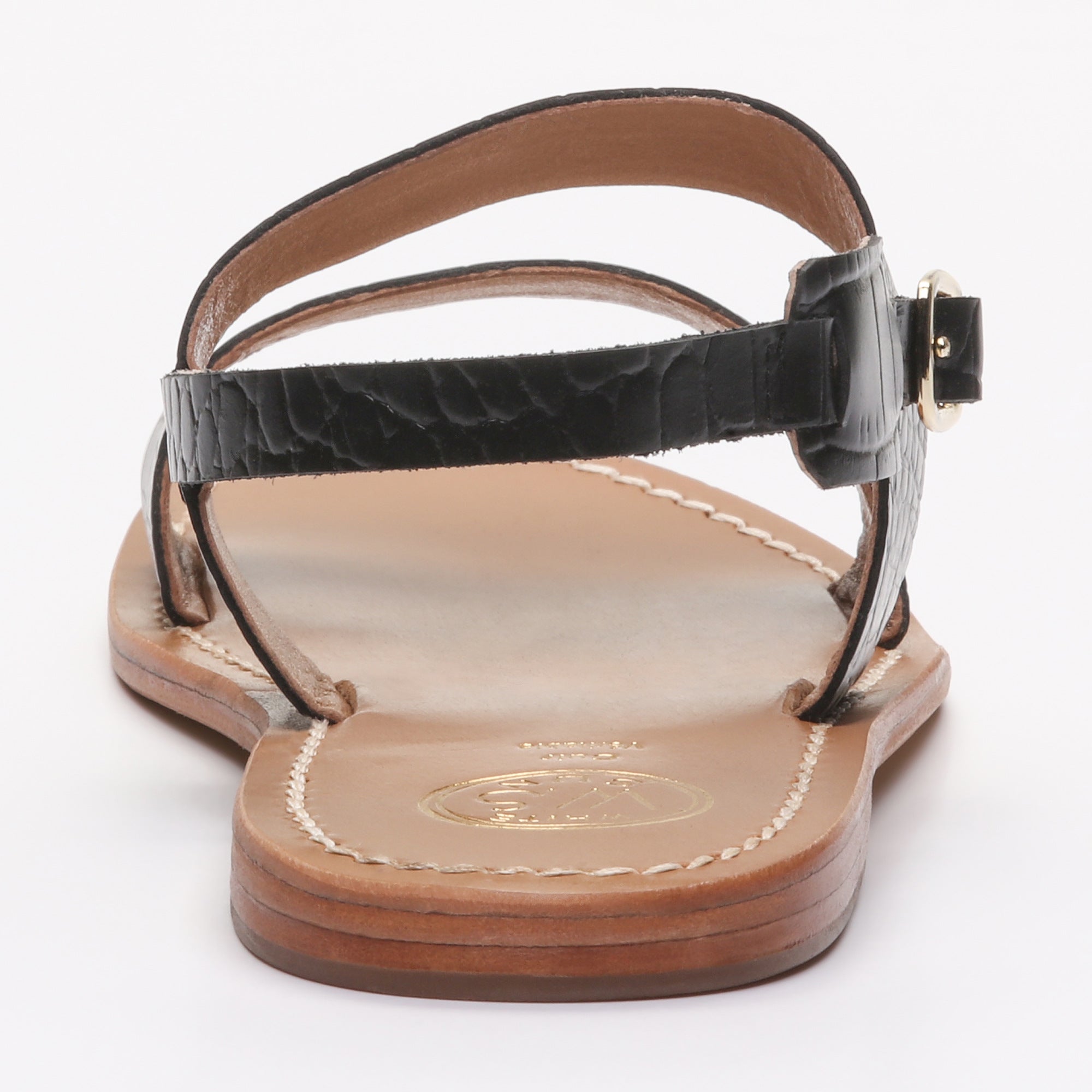 SAWAN sandales en cuir croco noir