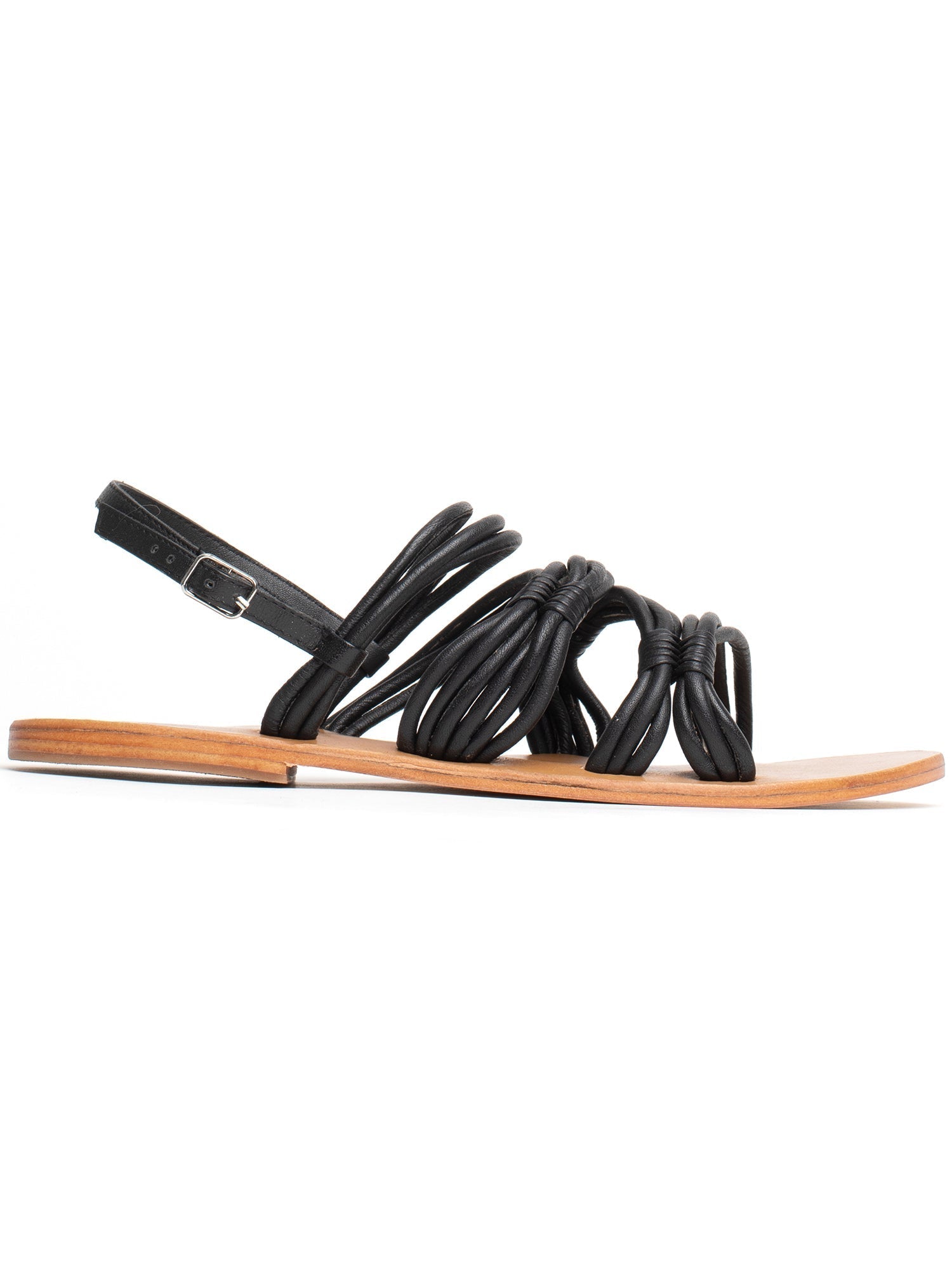 ISYS sandales spaghetti en cuir noir