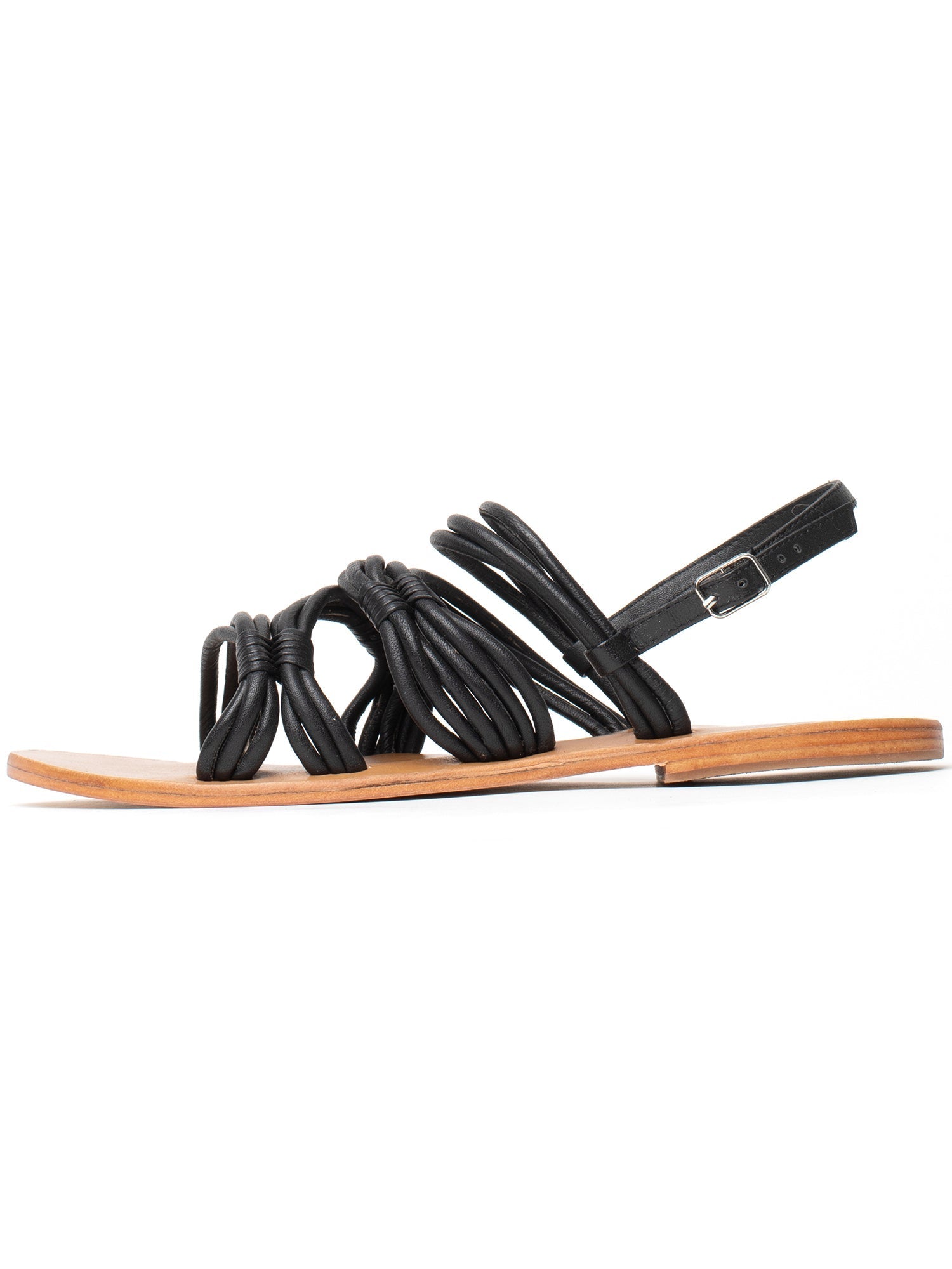 ISYS sandales spaghetti en cuir noir