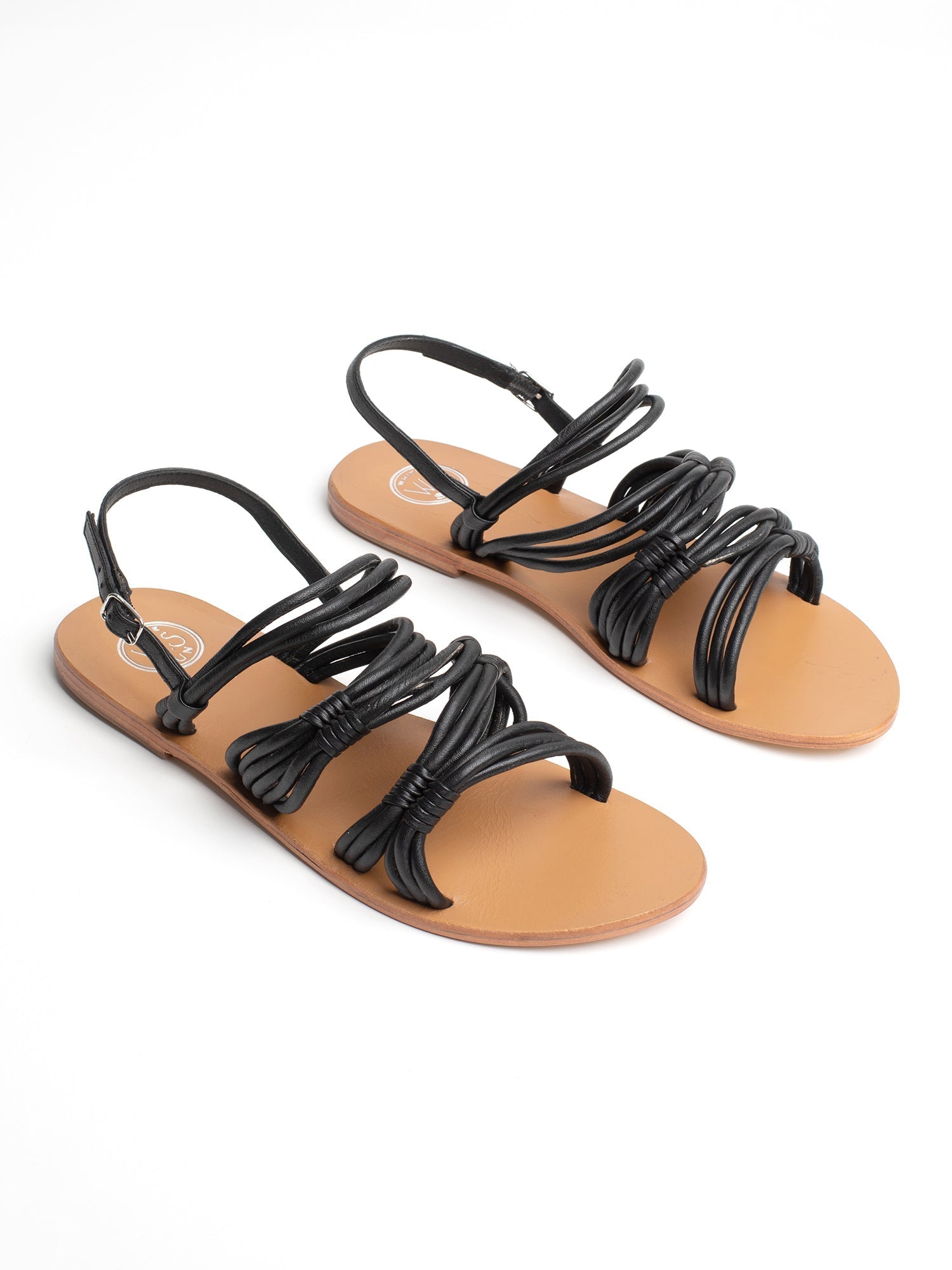 ISYS sandales spaghetti en cuir noir