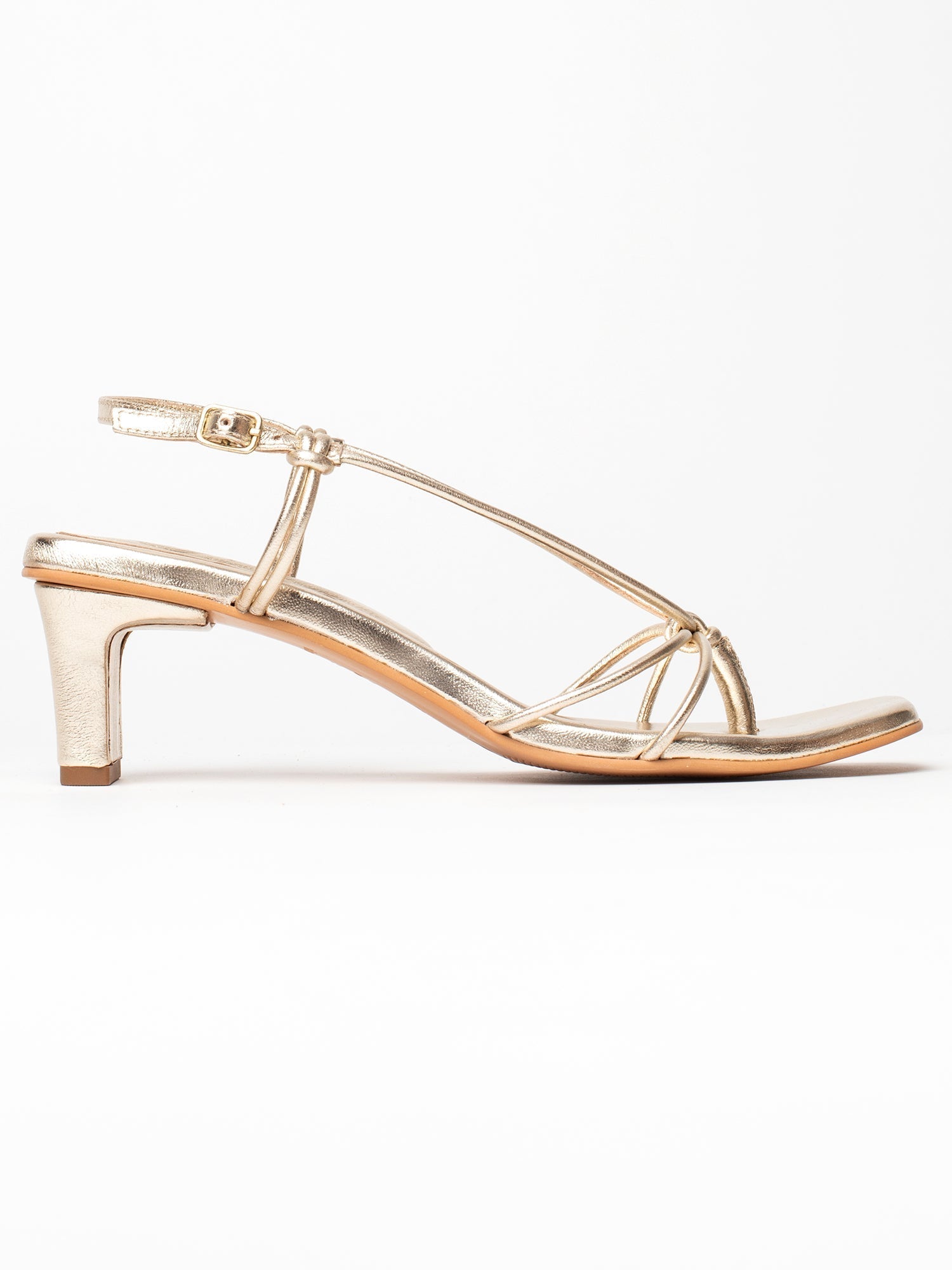 ABEQUA sandales talon entre doigt en cuir or