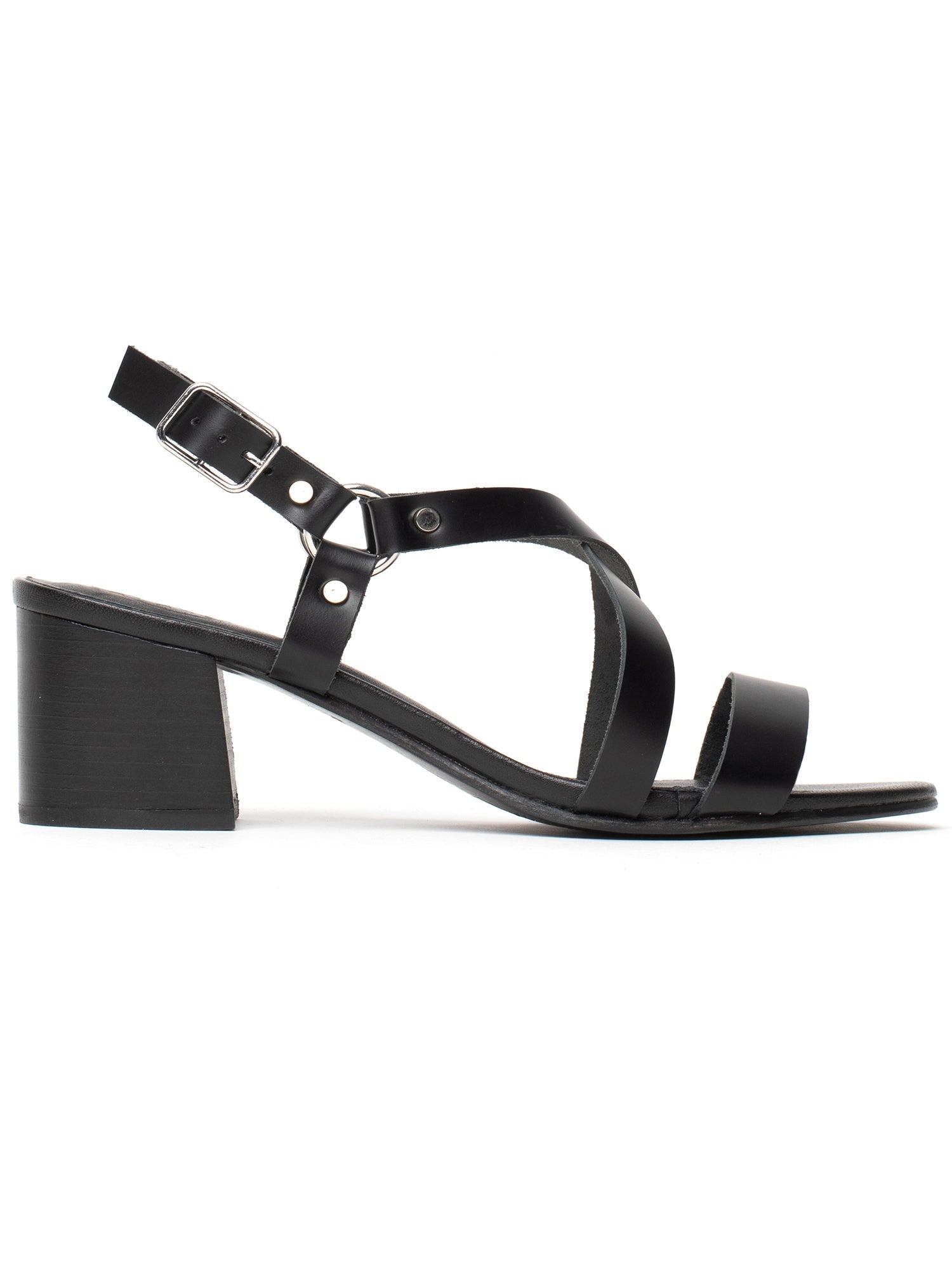 AMA sandales talon en cuir noir