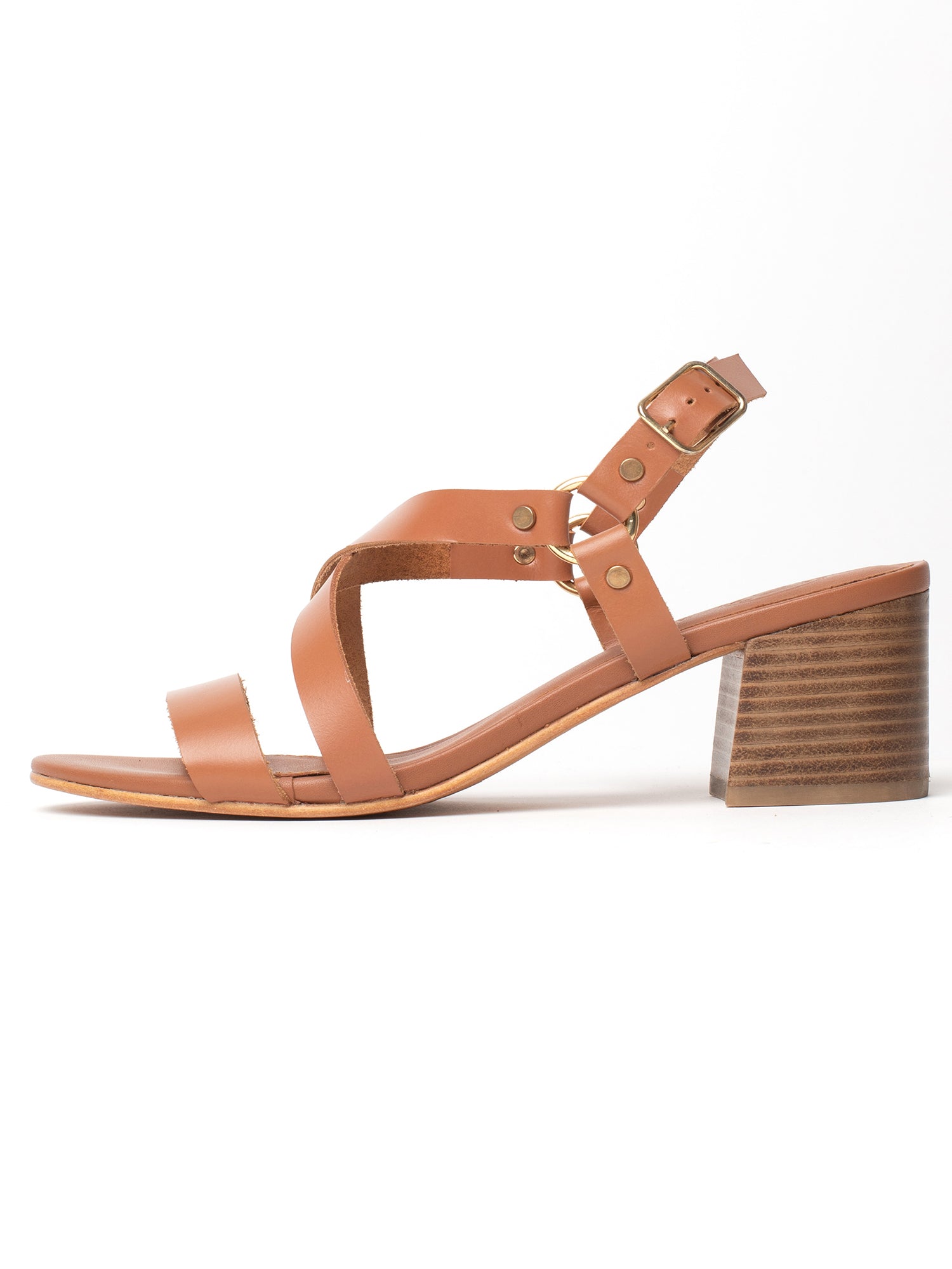 AMA sandales talon en cuir camel