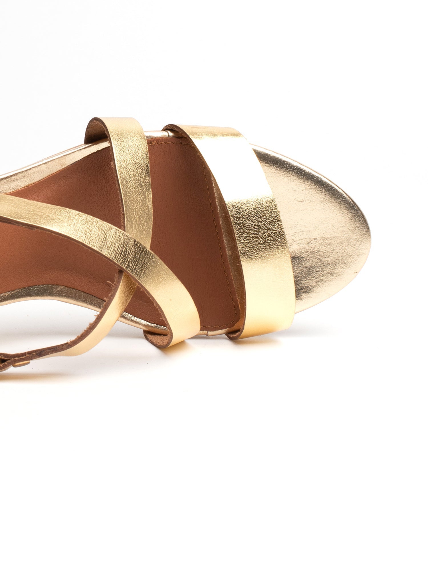 AMA sandales talon en cuir or foncé