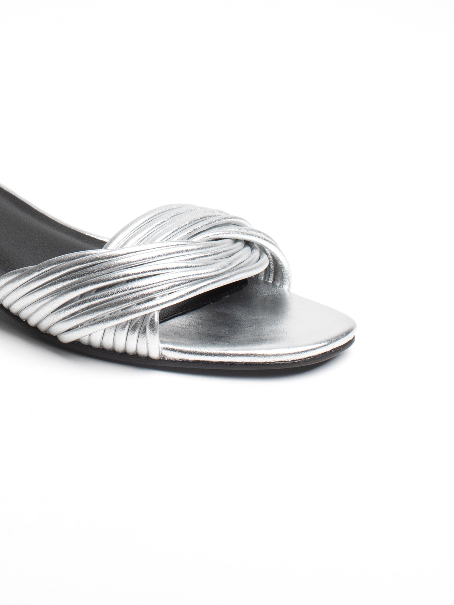 ELONAL sandales talon bracelet de cheville en cuir argent