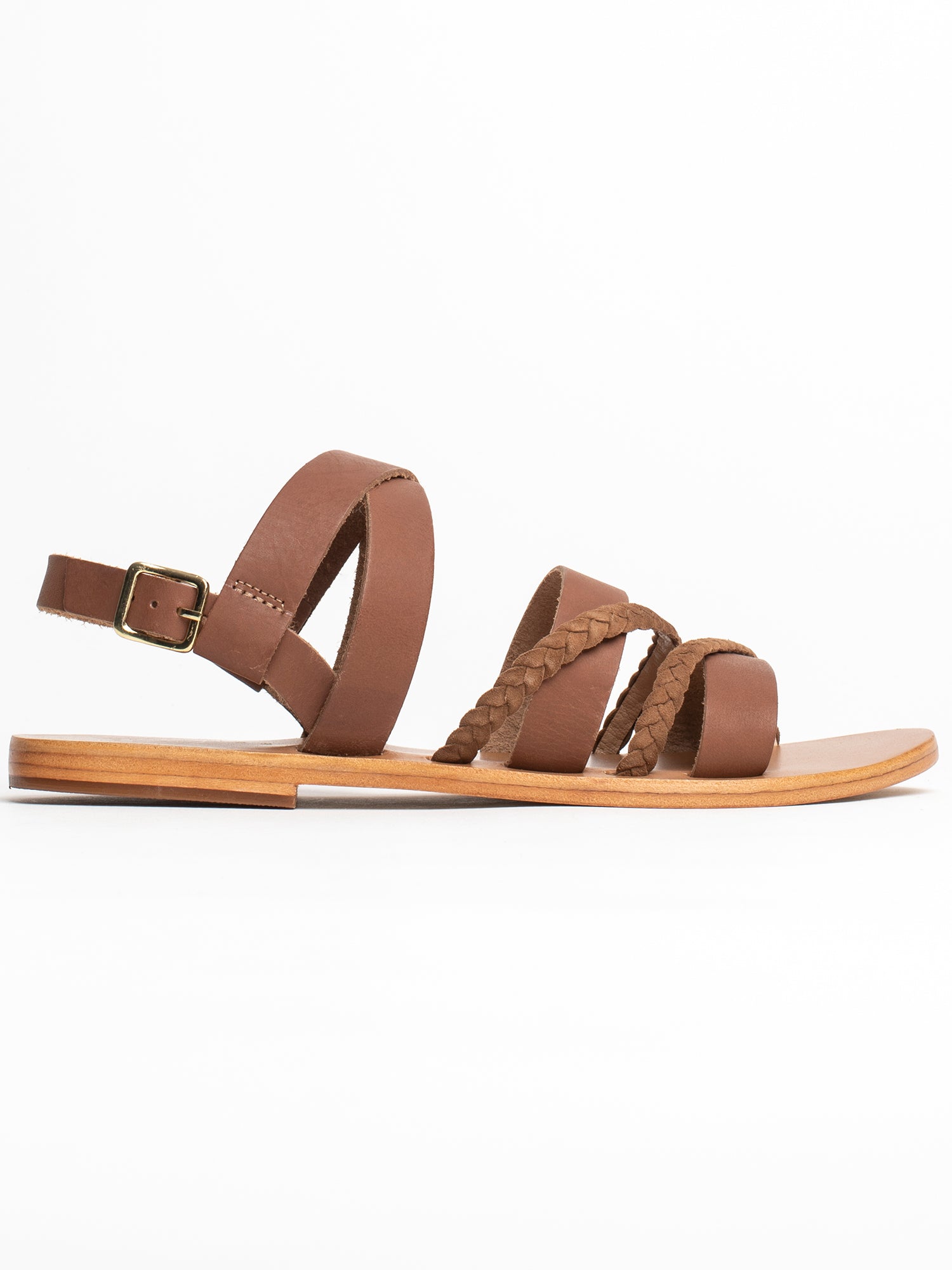 ADRINA sandales en cuir cognac et camel