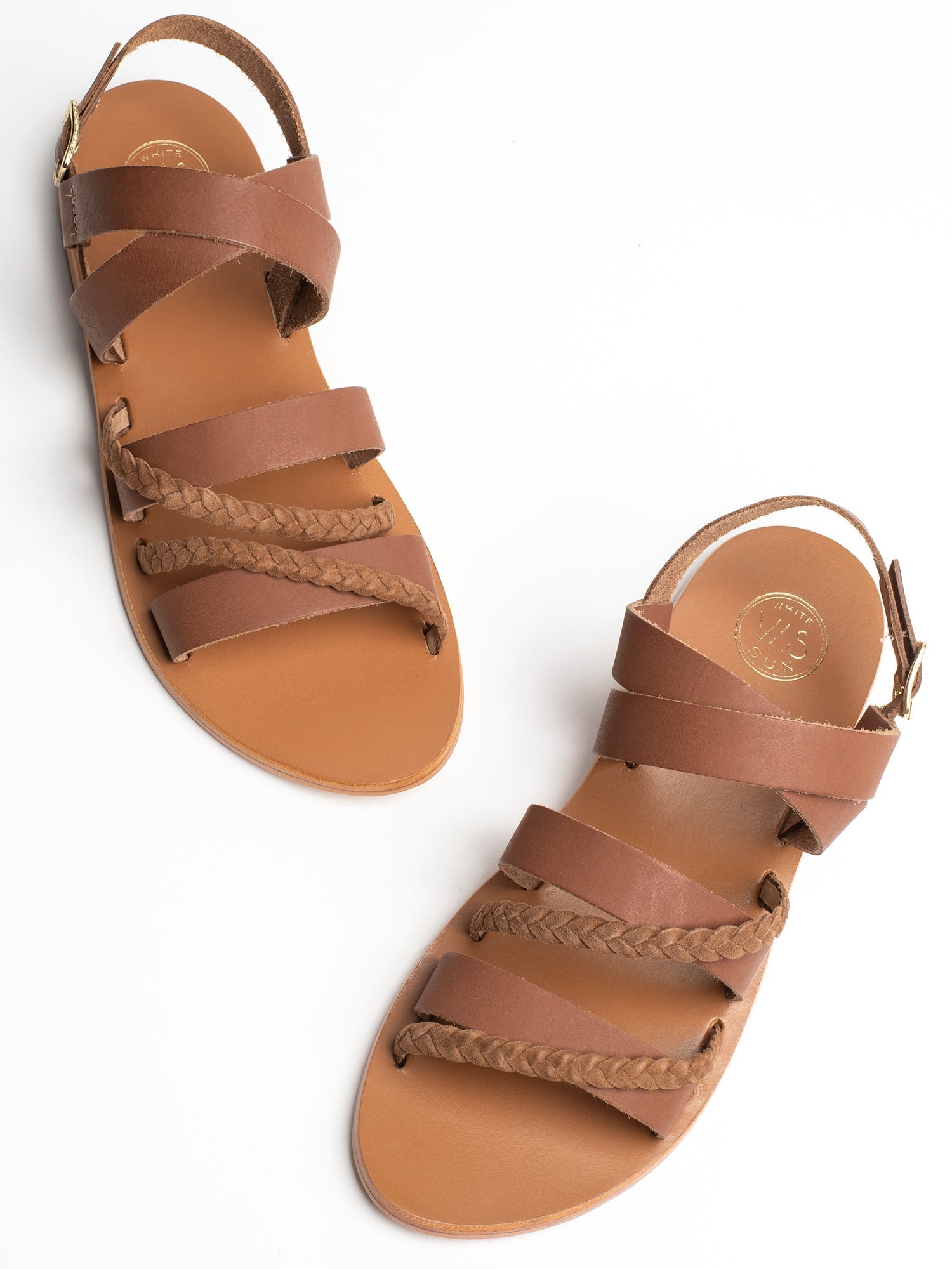 ADRINA sandales en cuir cognac et camel
