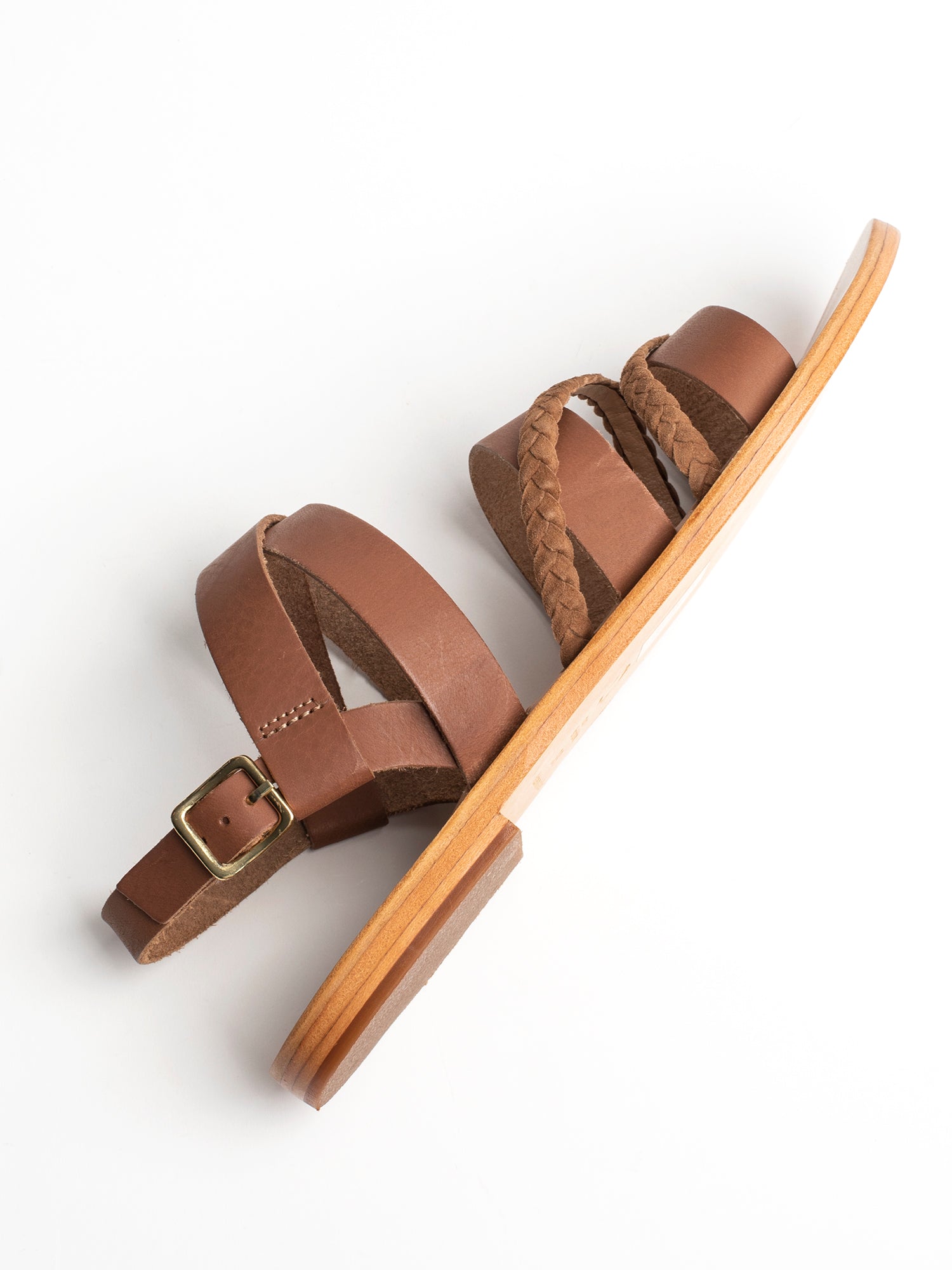 ADRINA sandales en cuir cognac et camel