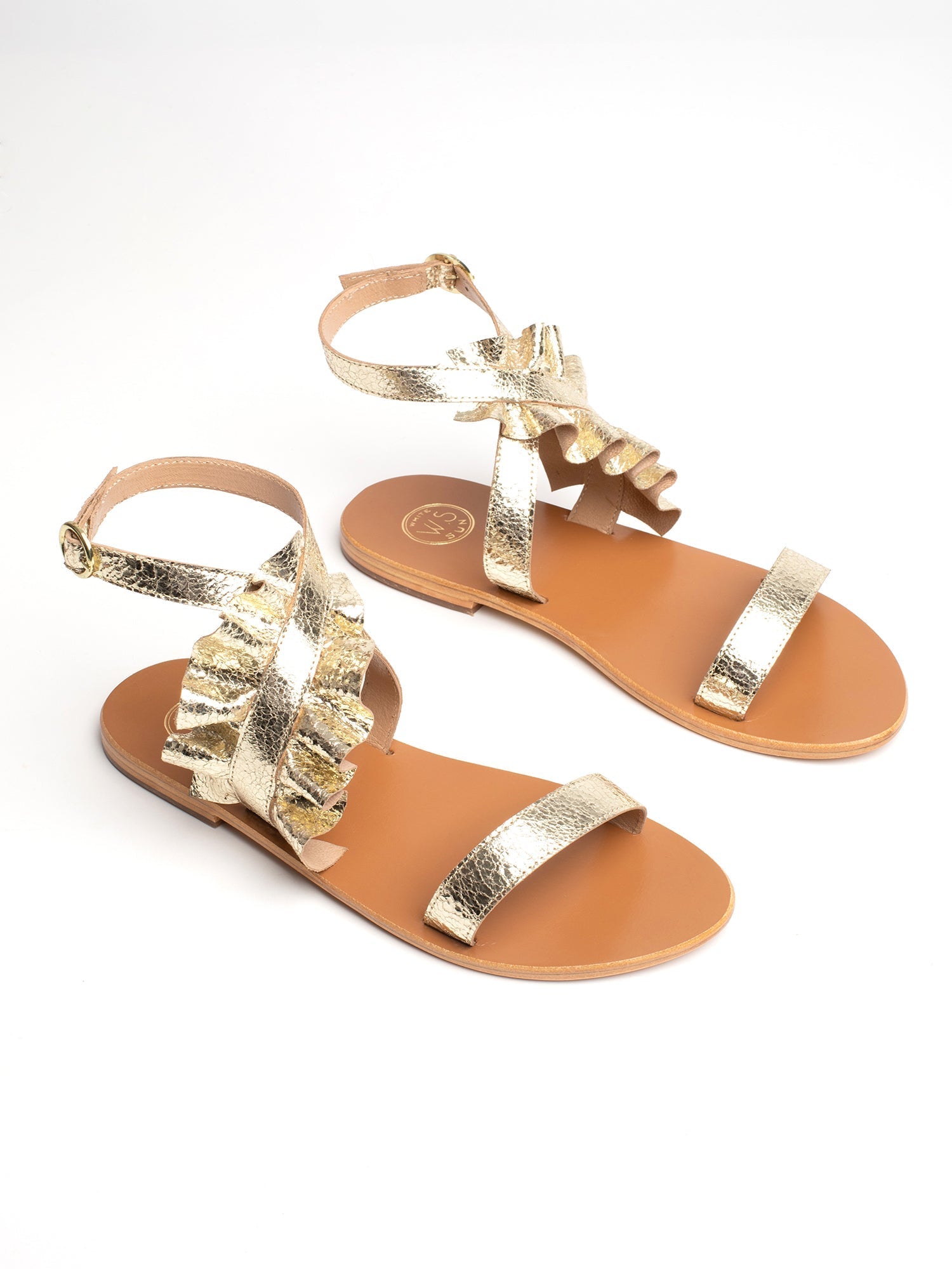 ASTAR sandales en cuir or craquelé