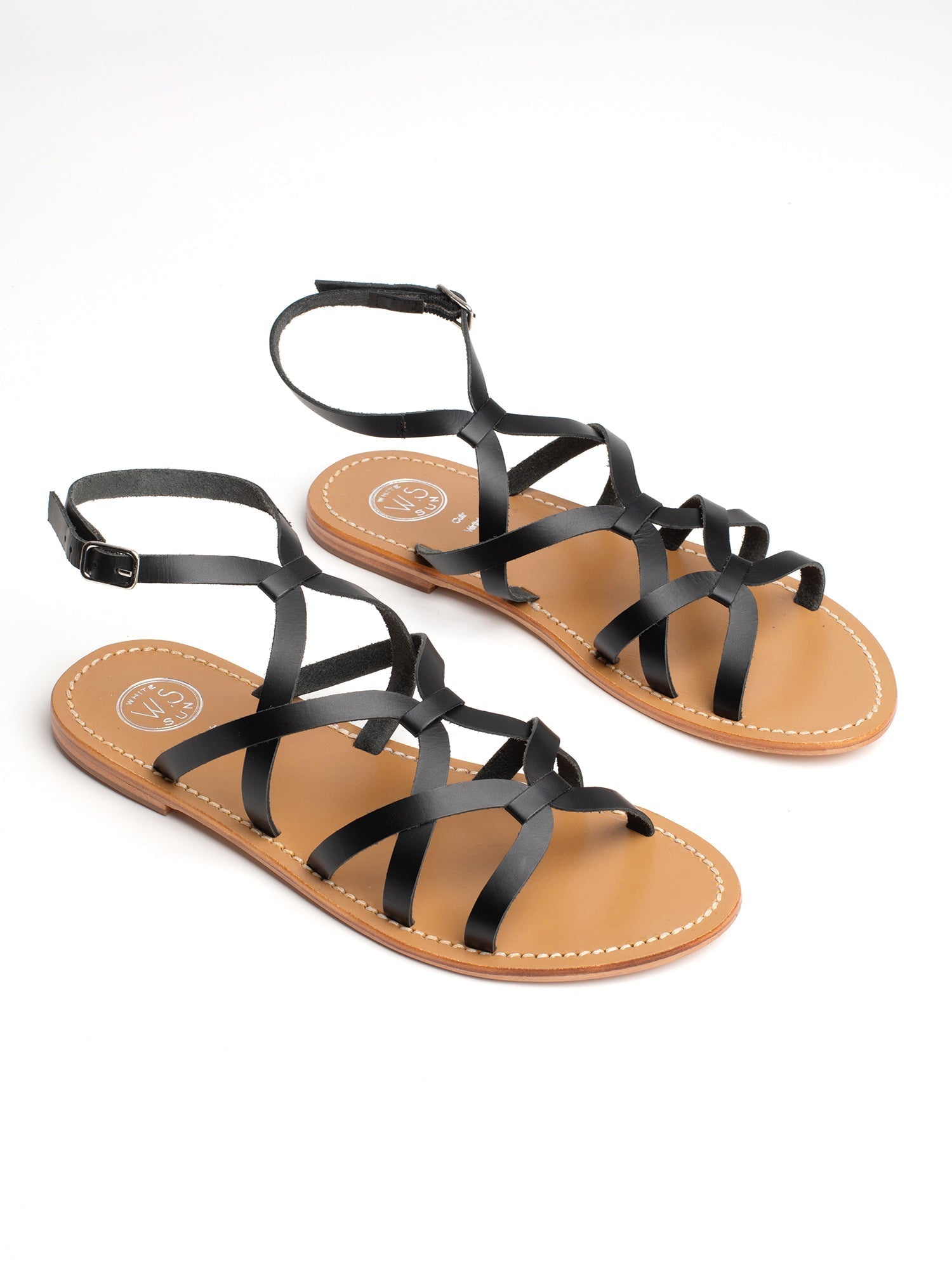 CLEON sandales en cuir noir