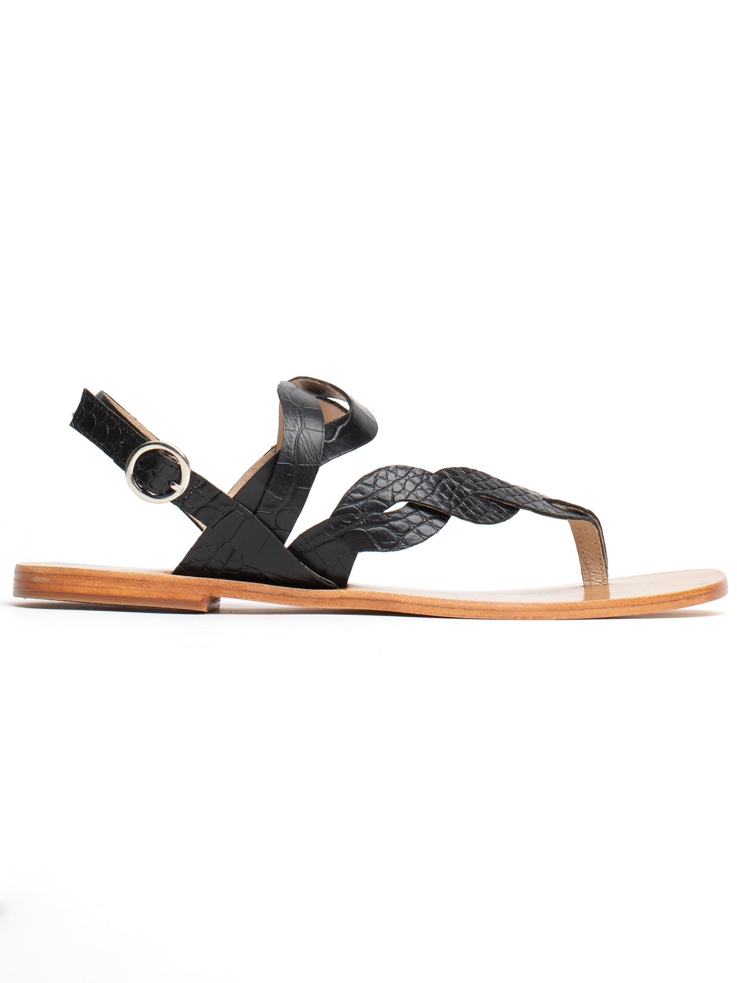 PRIAM sandales en cuir croco noir