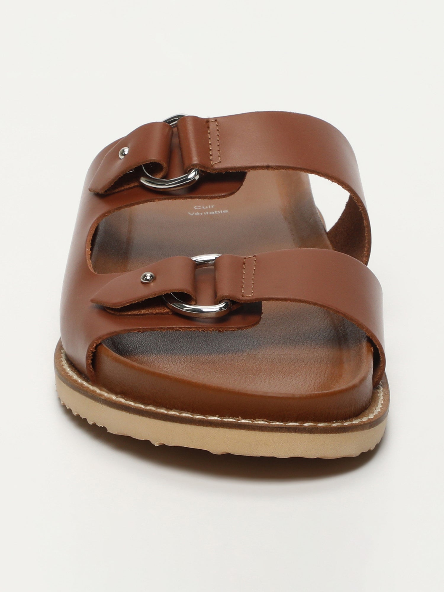 CHARLOTTE mules en cuir cognac