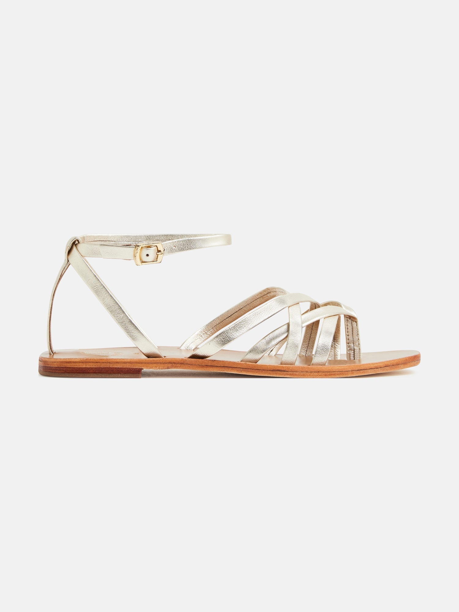 AMELIA sandales entre doigt en cuir platine