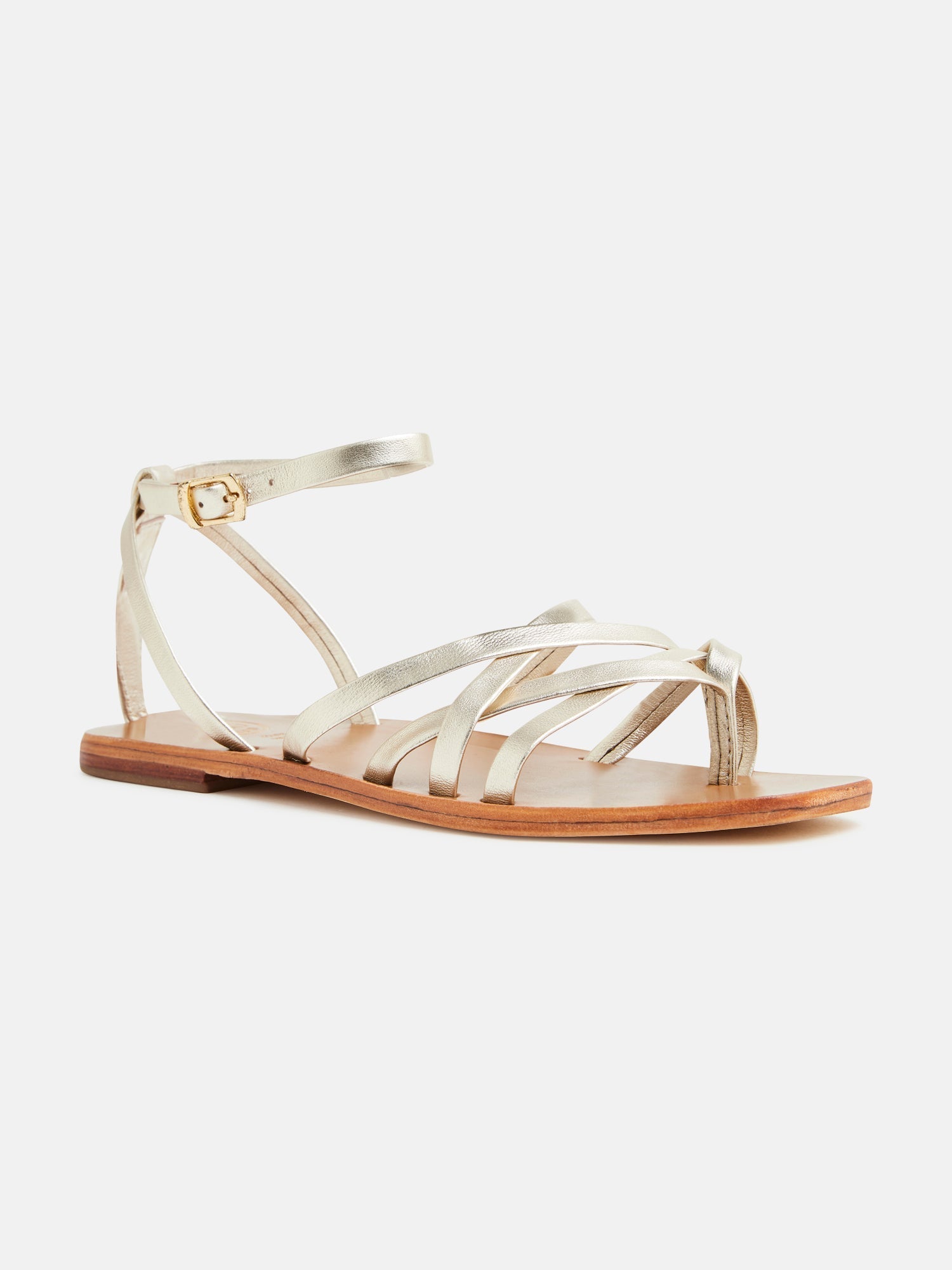 AMELIA sandales entre doigt en cuir platine