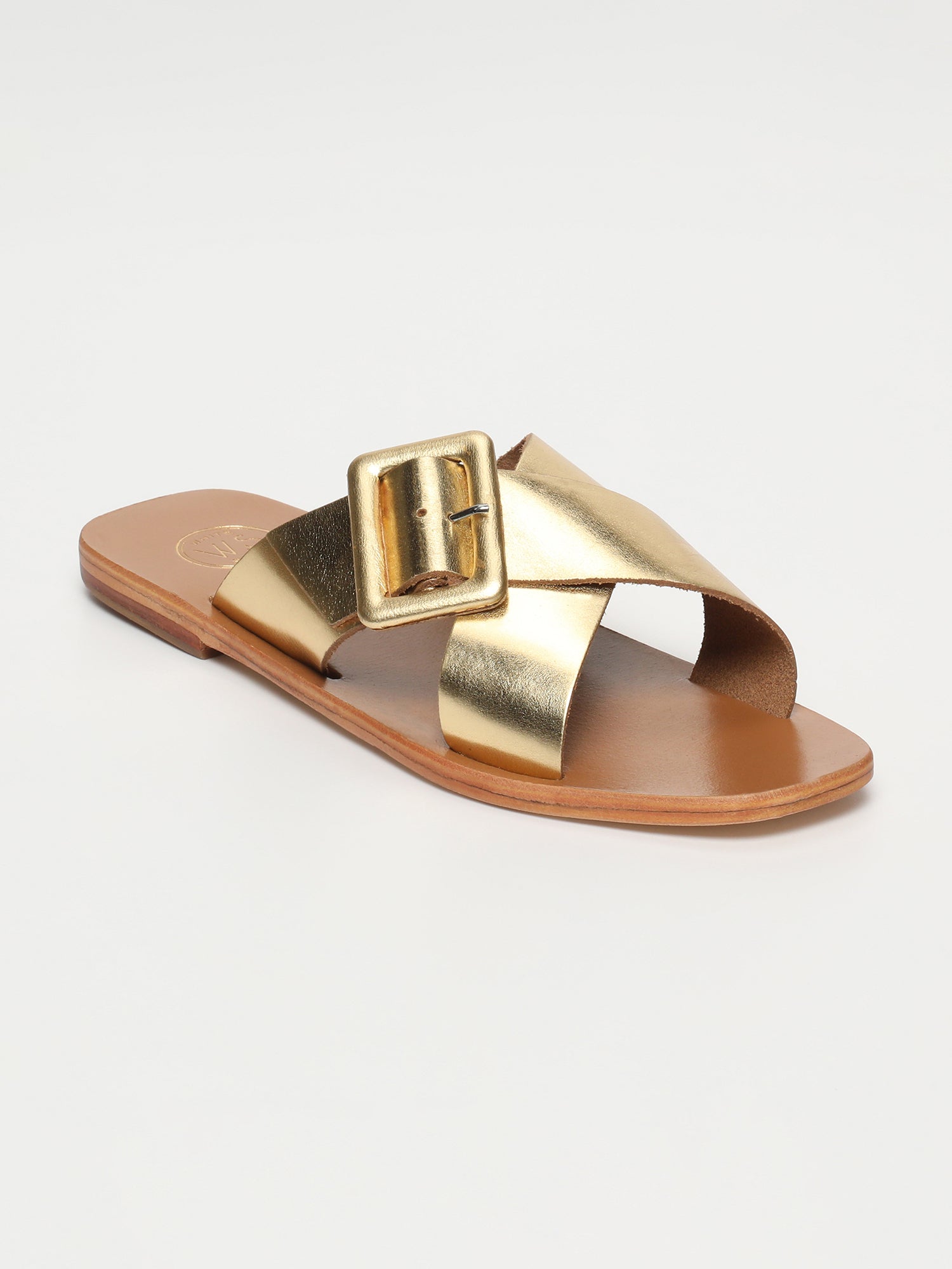 ELIZABETH sandales en cuir or foncé