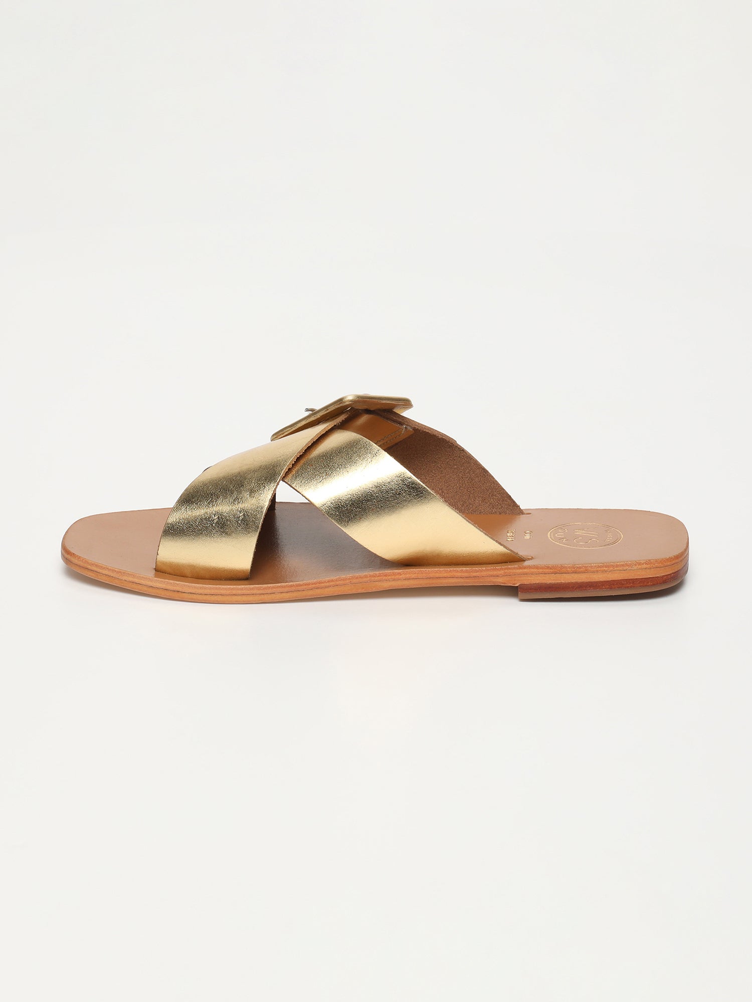 ELIZABETH sandales en cuir or foncé