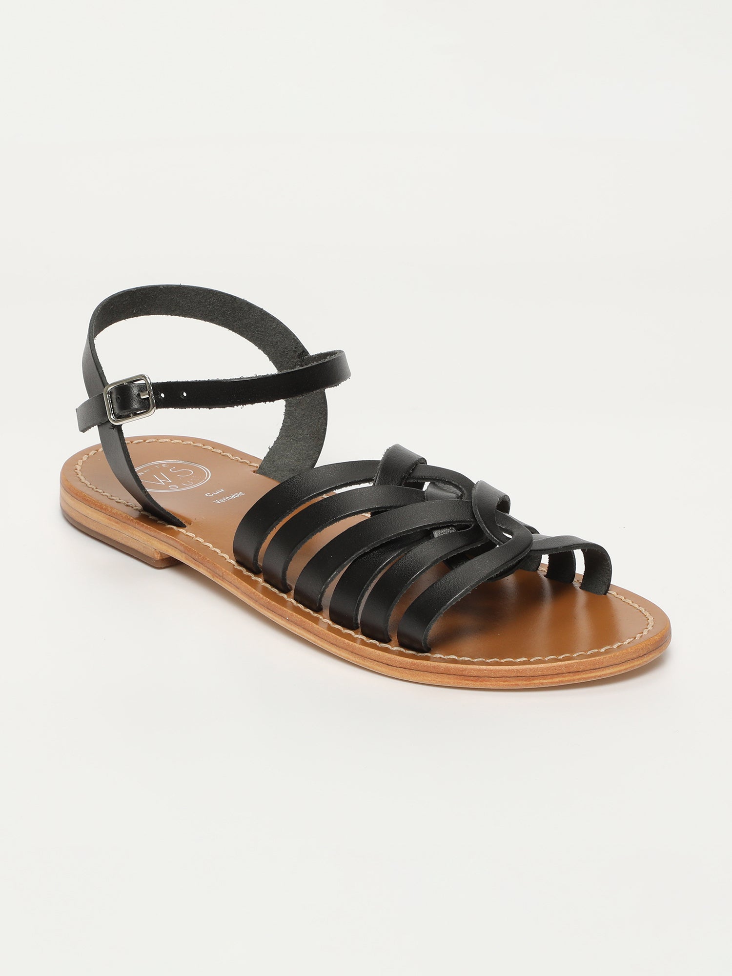 TIARA sandales en cuir noir
