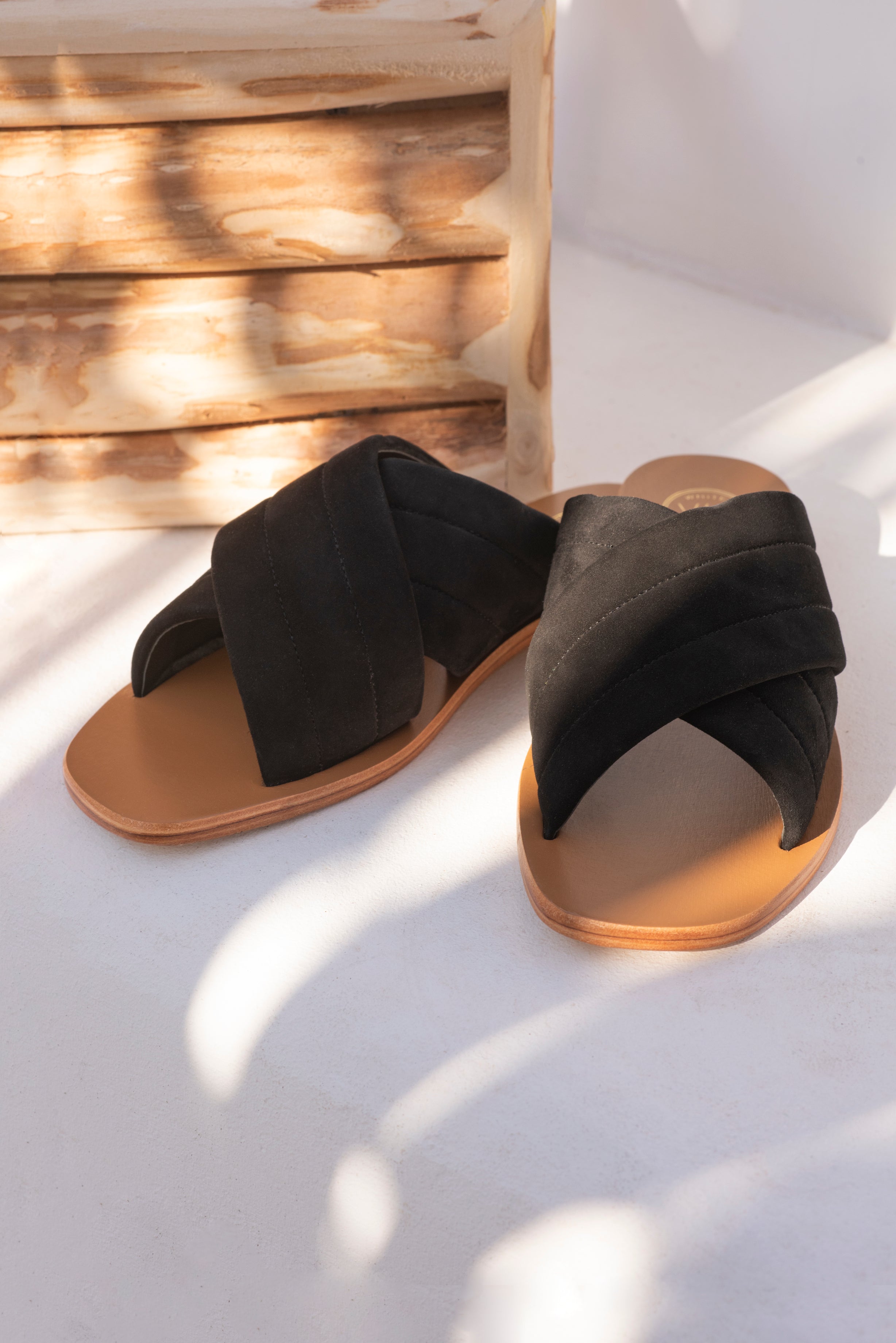 TRU sandales en cuir noir