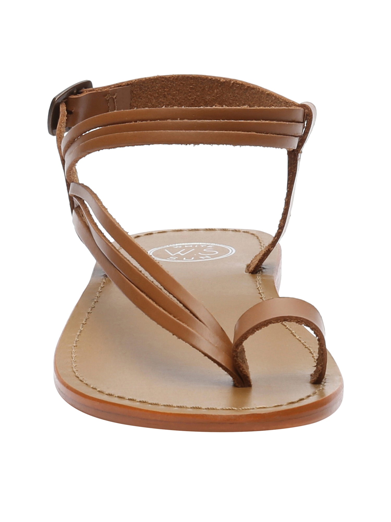 AQUIRAZ sandales entre doigt en cuir camel