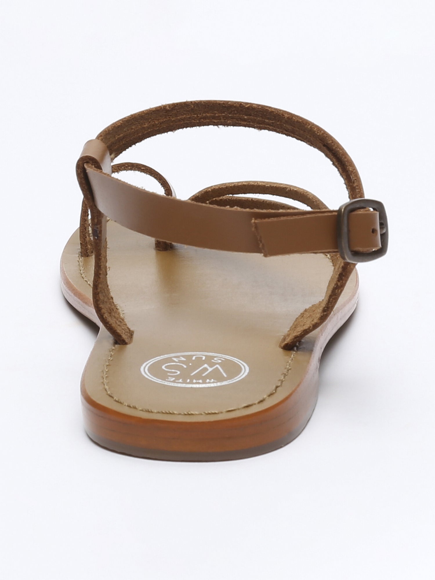 AQUIRAZ sandales entre doigt en cuir camel
