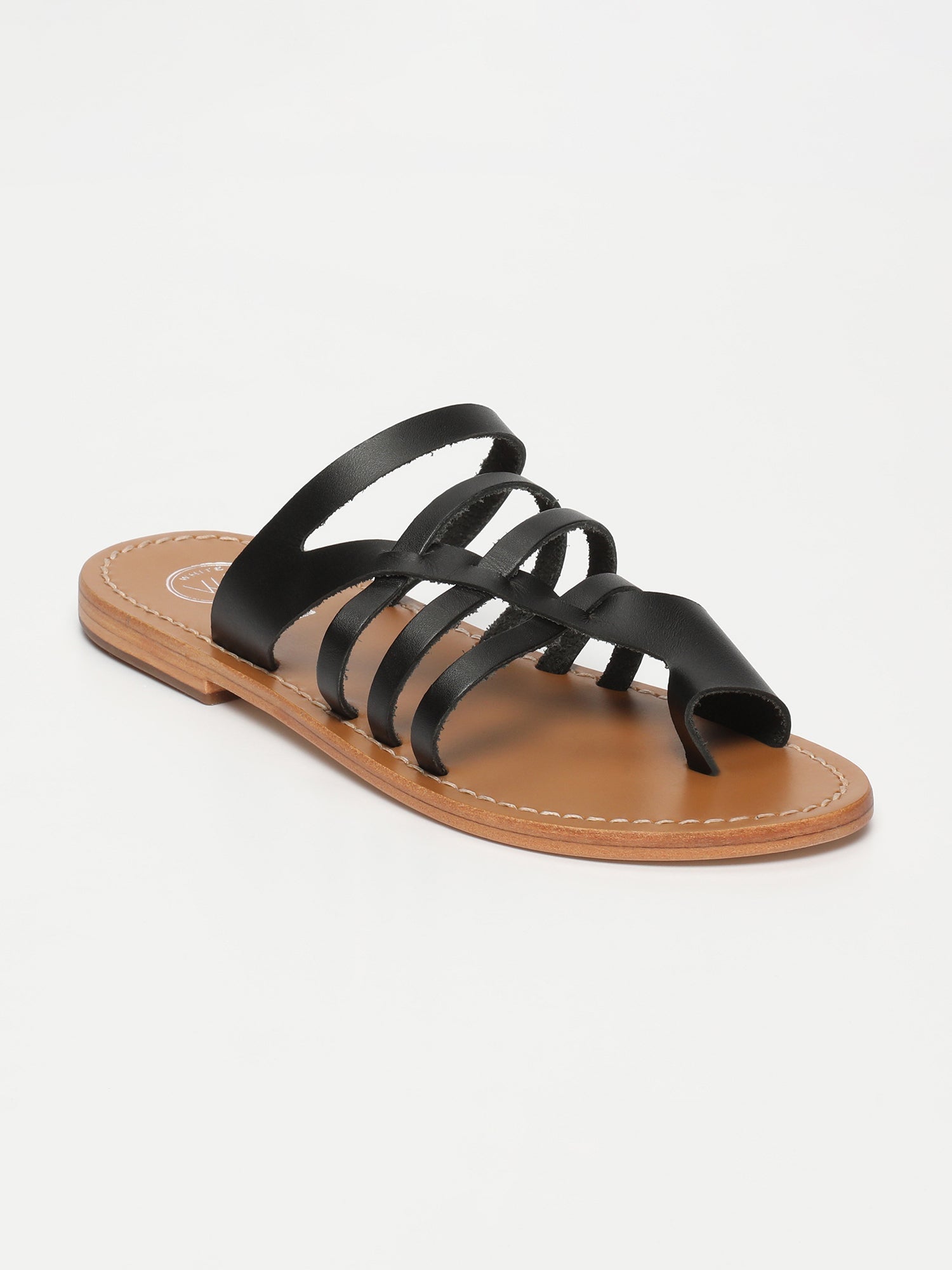 BHAGYASHREE sandales en cuir noir