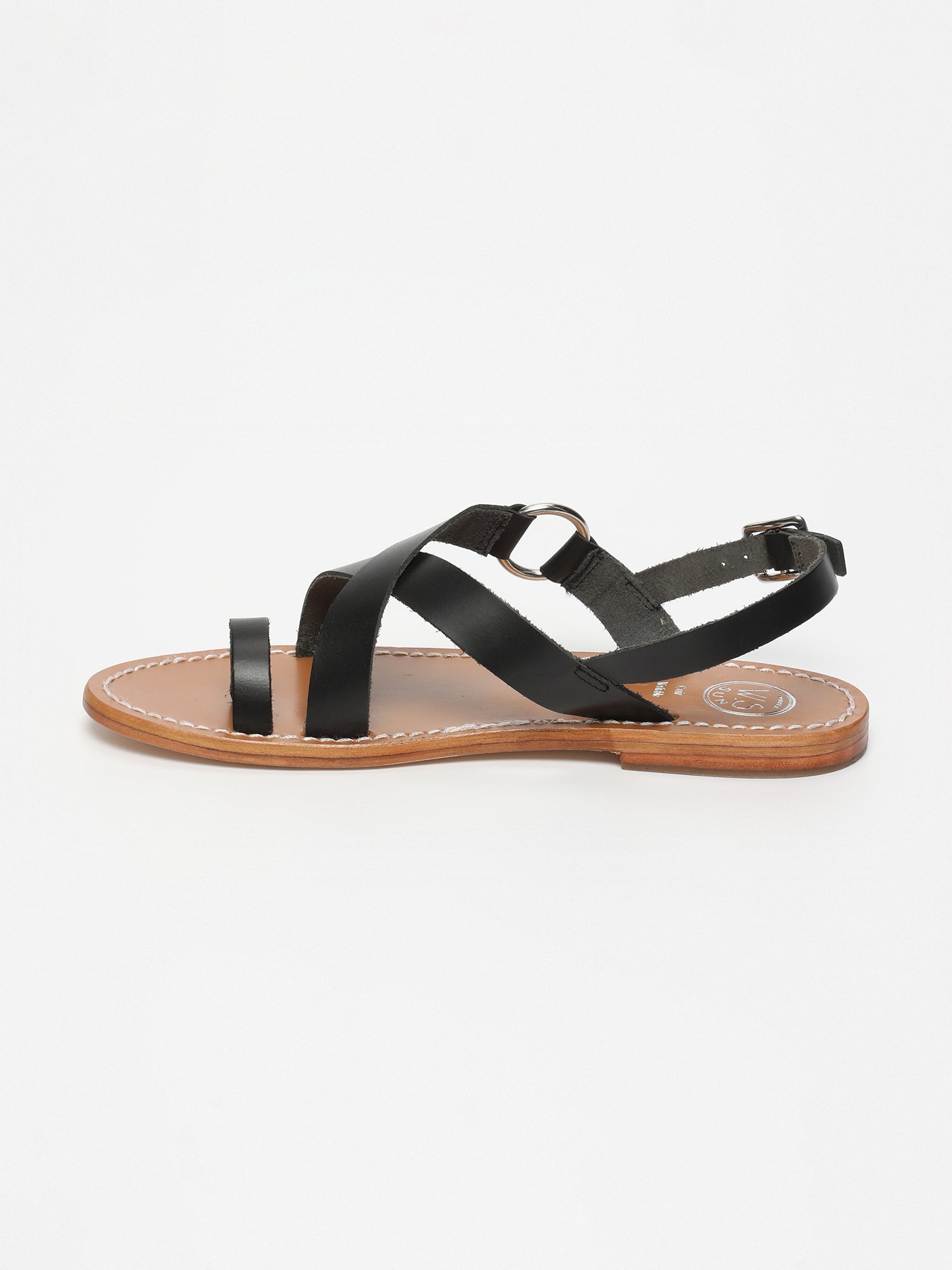 DEVAKALI sandales entre doigt en cuir noir