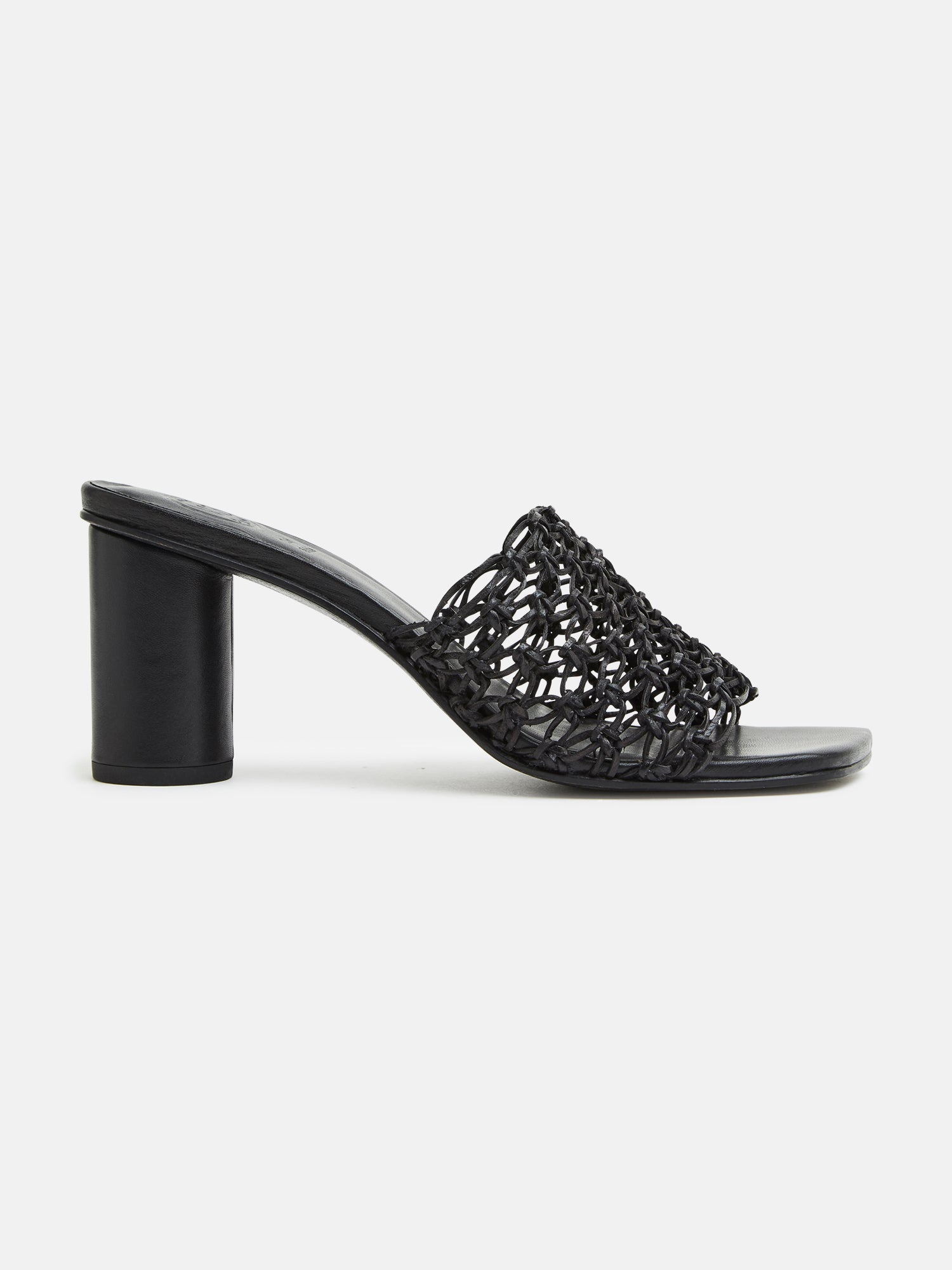 LILY mules talon tresse en cuir noir