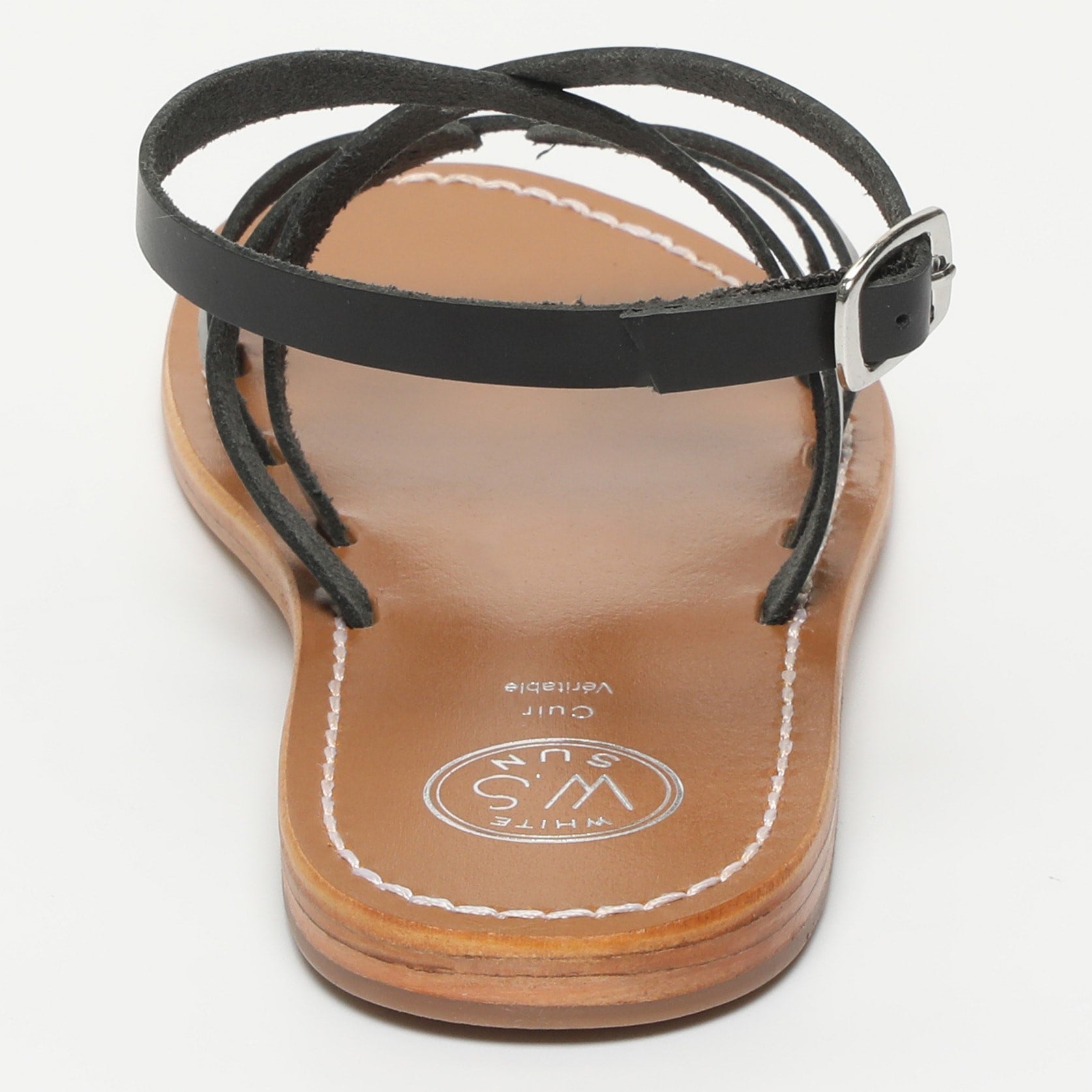 ALCOLEA sandales bracelet de cheville en cuir noir