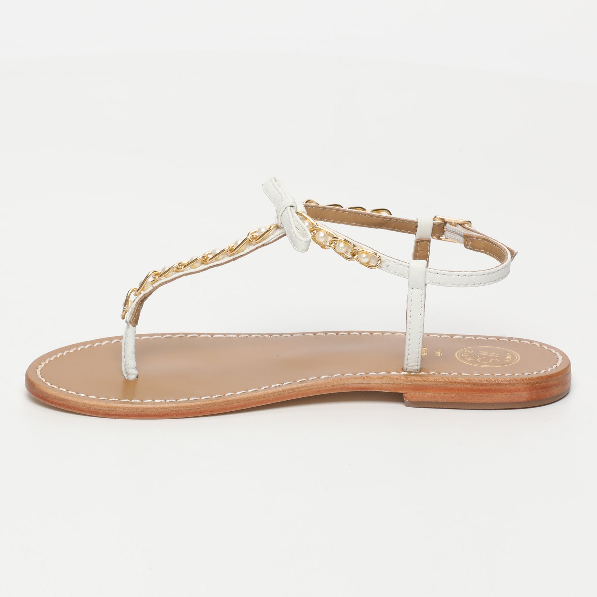 HERLIN sandales entre doigt en cuir blanc
