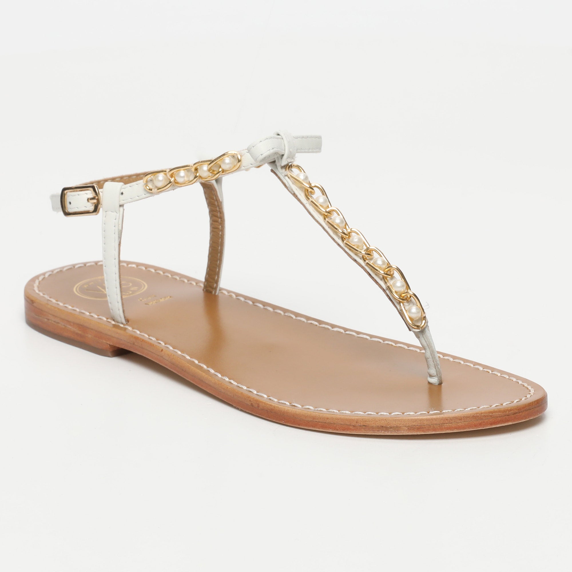 HERLIN sandales entre doigt en cuir blanc