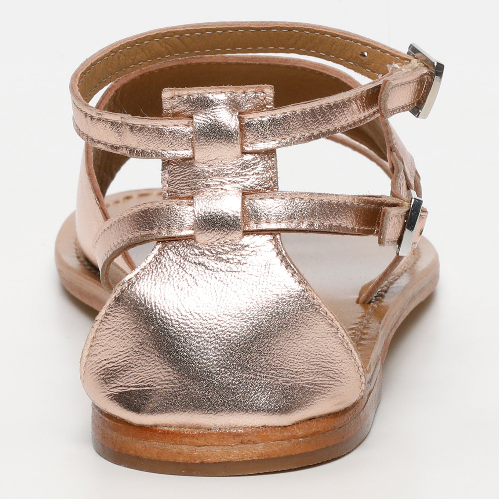 FESSONIA sandales bracelet de cheville en cuir or rose