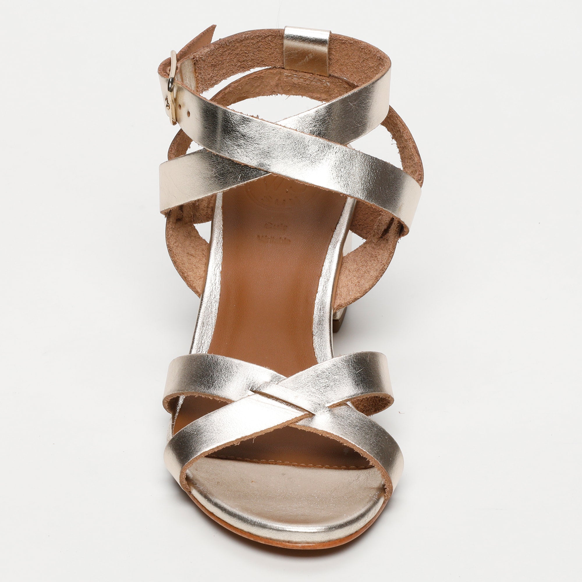 ANABA sandales talon bracelet de cheville en cuir or