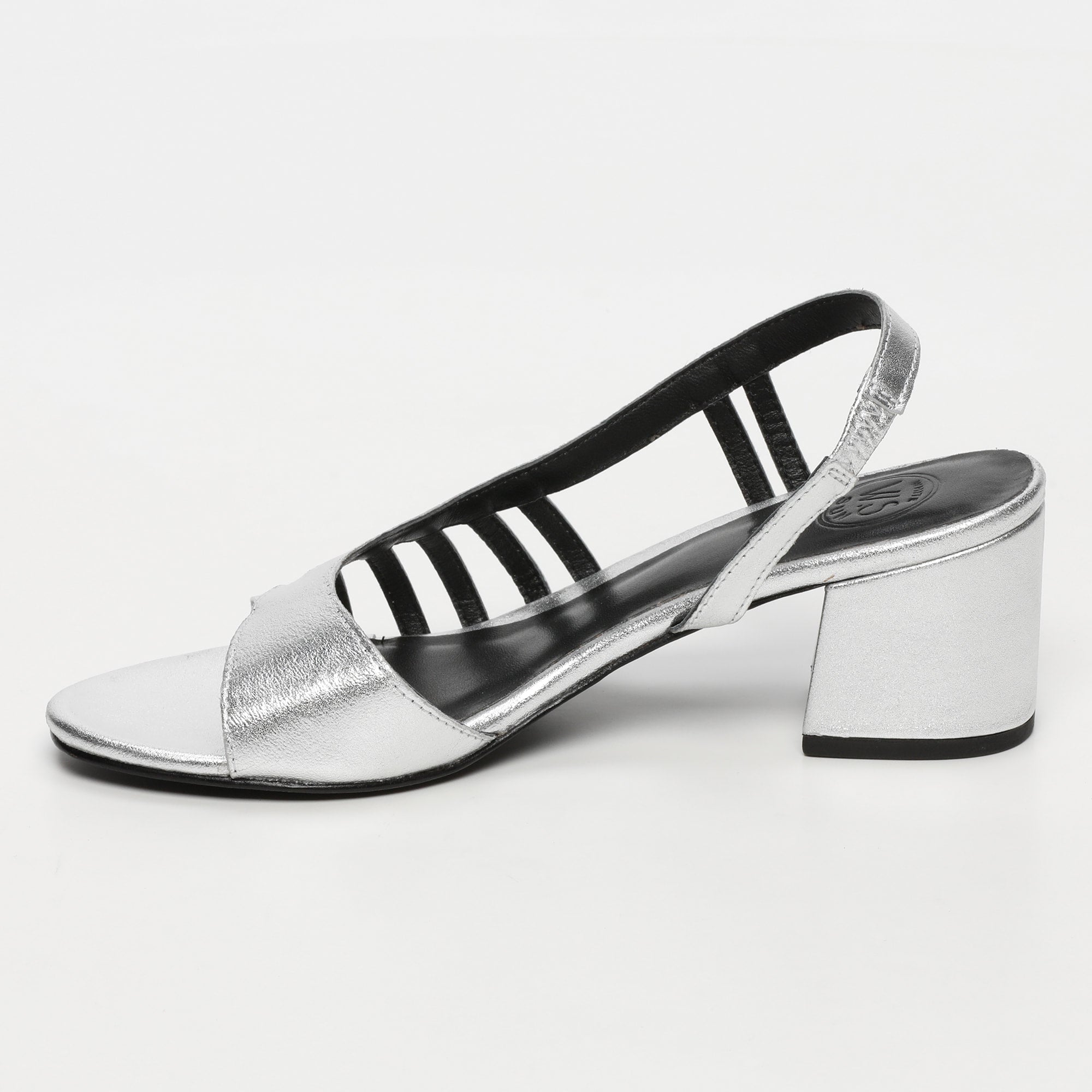 DEEKSHA sandales talon en cuir argent
