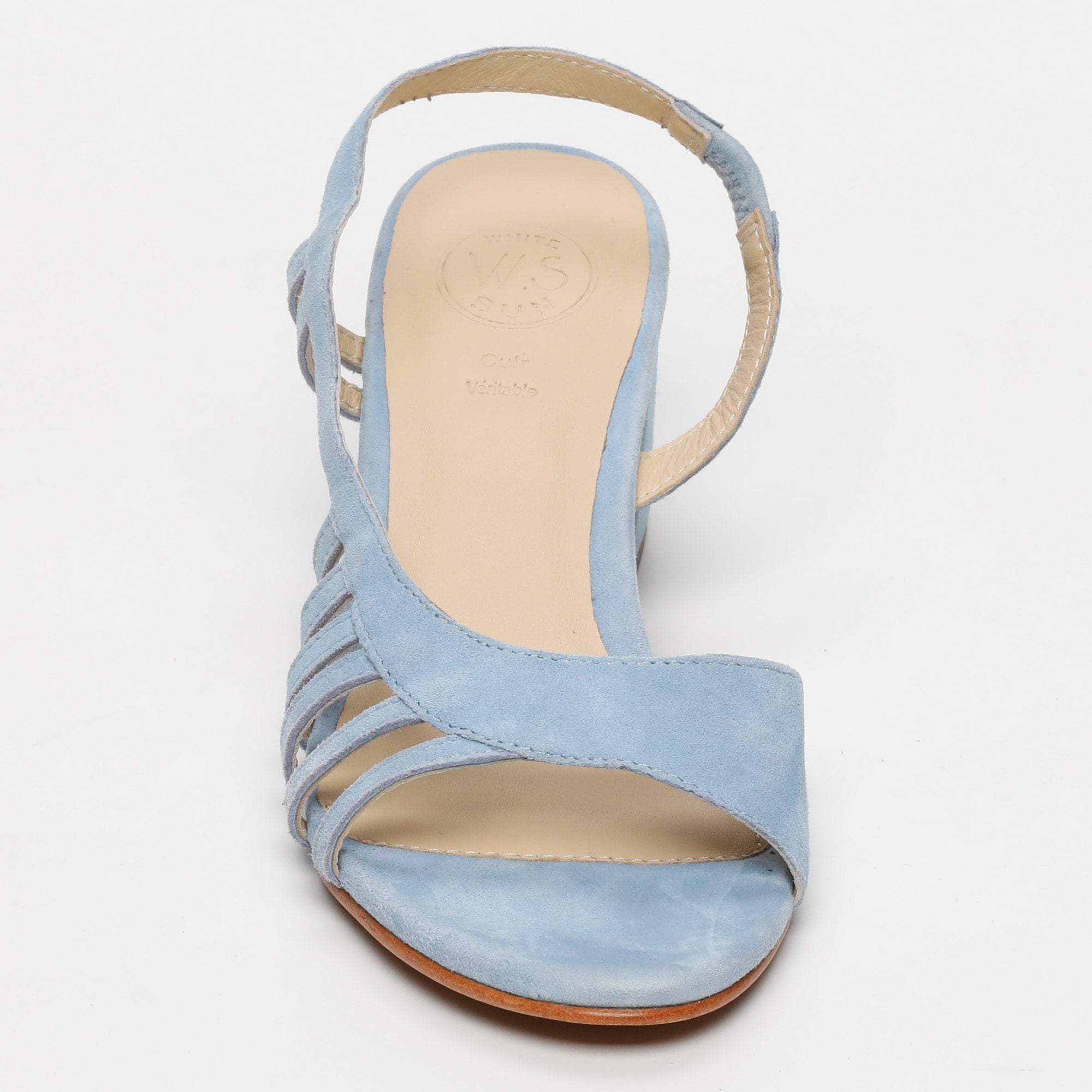 DEEKSHA sandales talon en cuir bleu clair