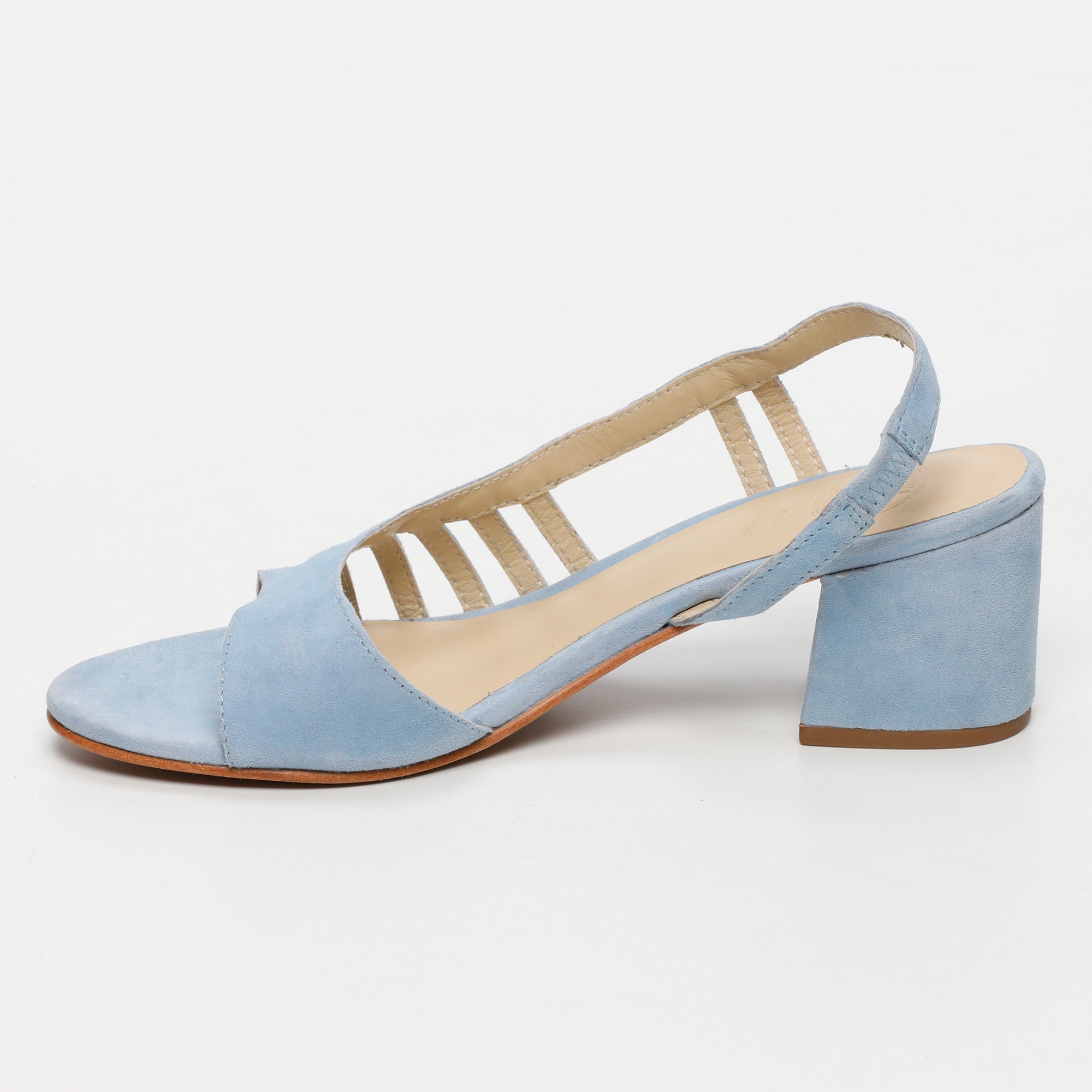 DEEKSHA sandales talon en cuir bleu clair