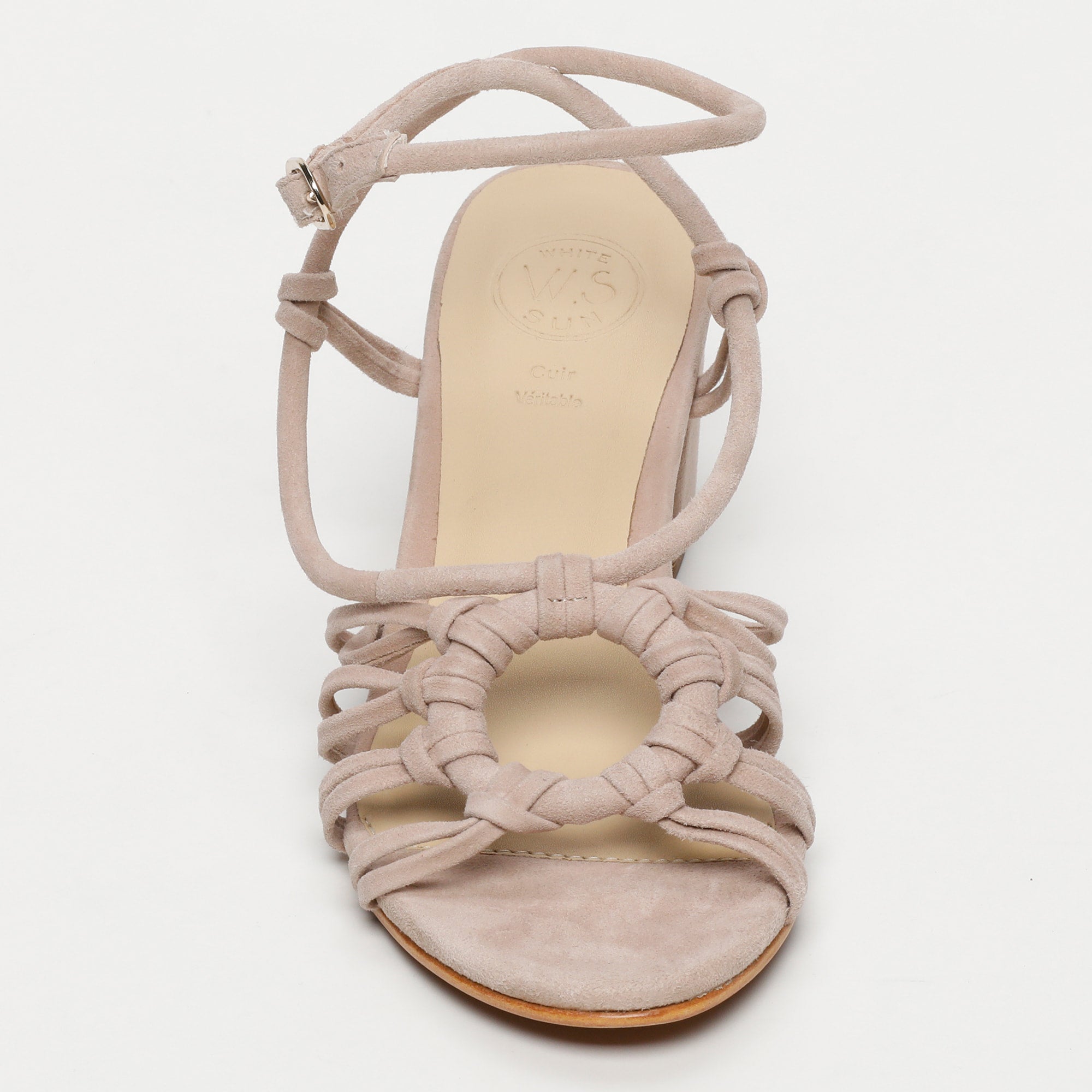 DEEKSHITHA sandales talon en cuir beige clair