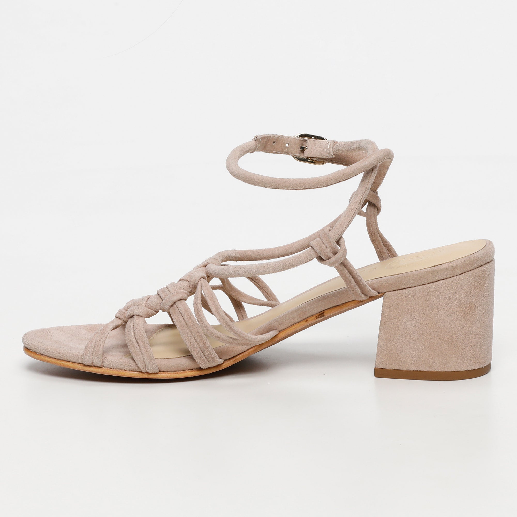 DEEKSHITHA sandales talon en cuir beige clair