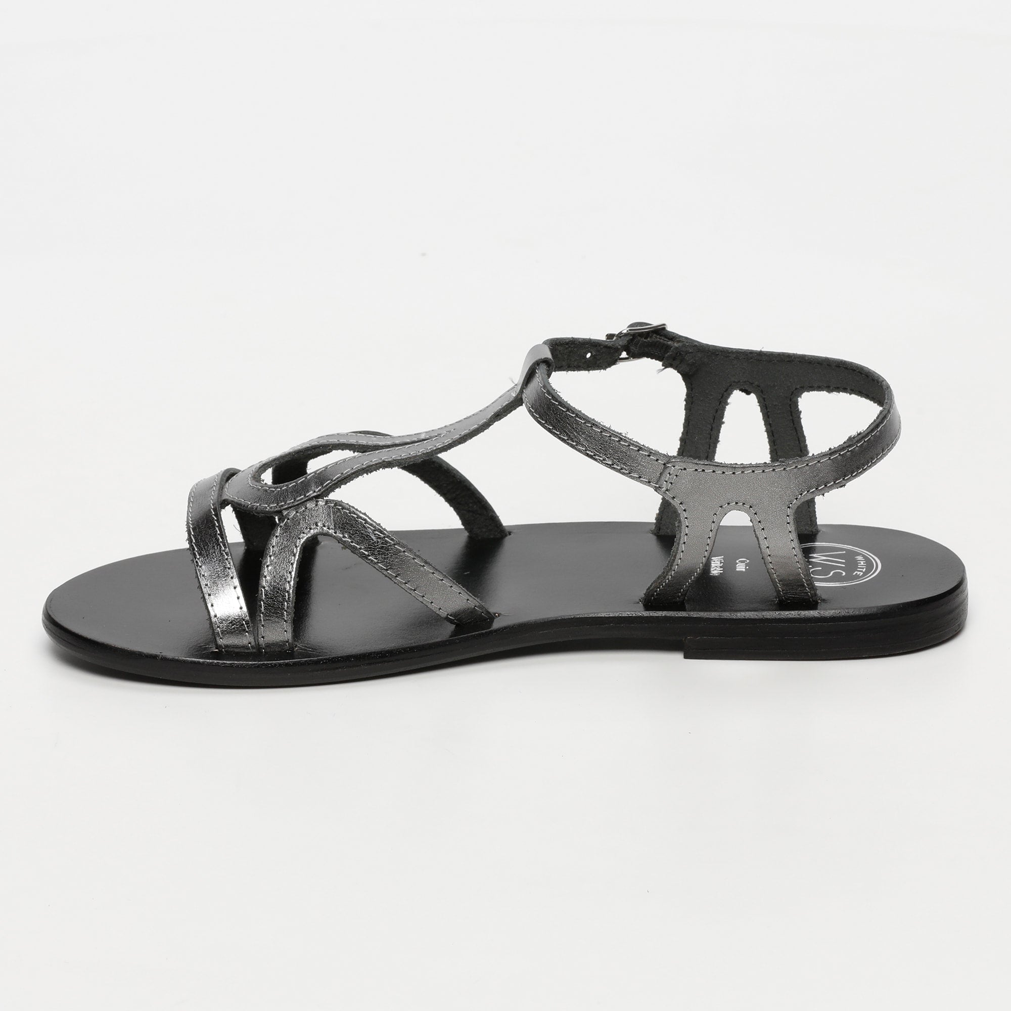 DEEPASHIKHA sandales en cuir étain