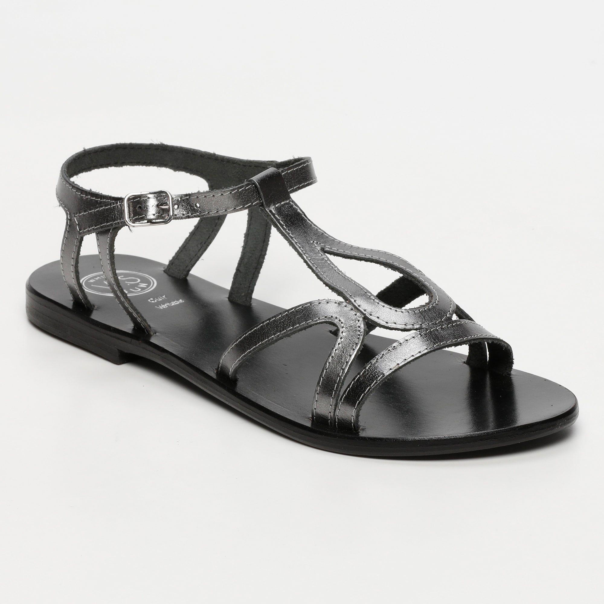 DEEPASHIKHA sandales en cuir étain