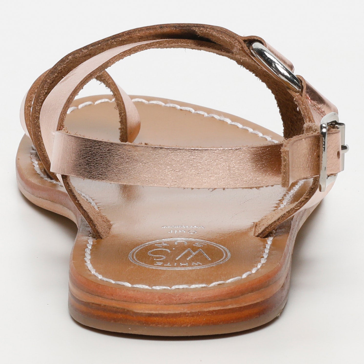 DEVAKALI sandales entre doigt en cuir or rose