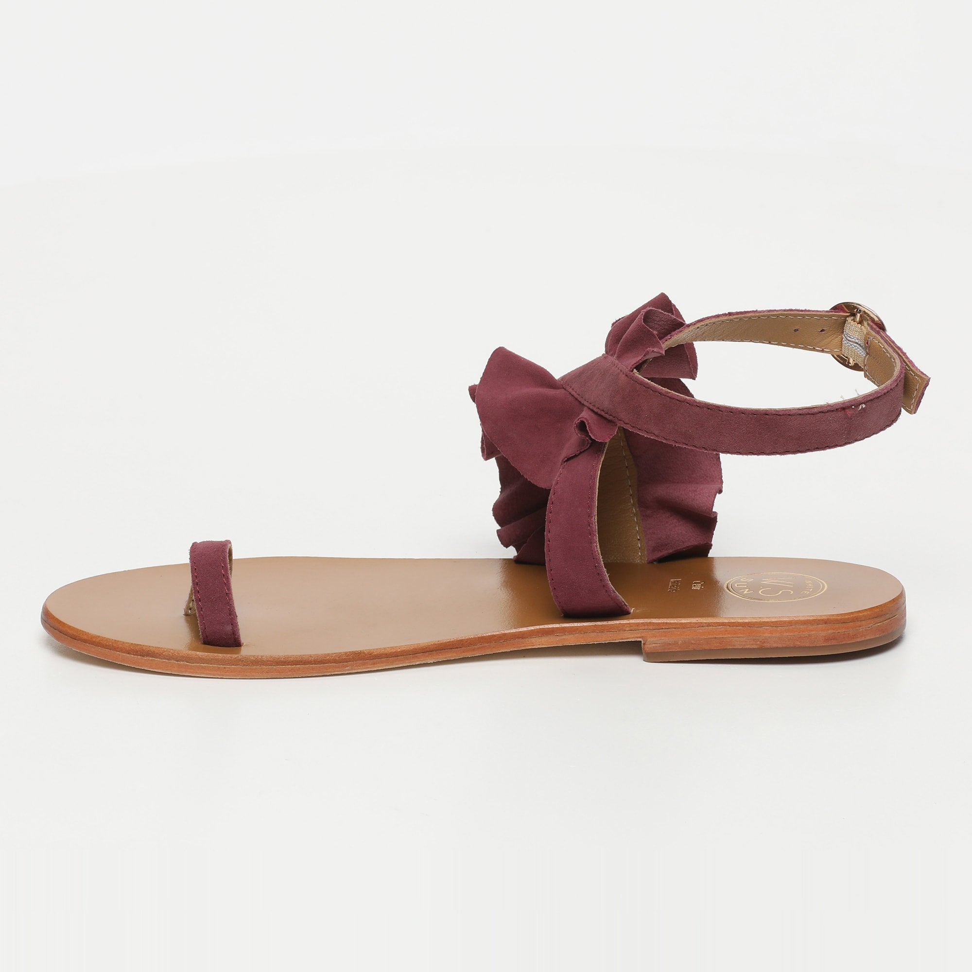 DEVIPRIYA sandales entre doigt fantaisie en cuir bordeaux