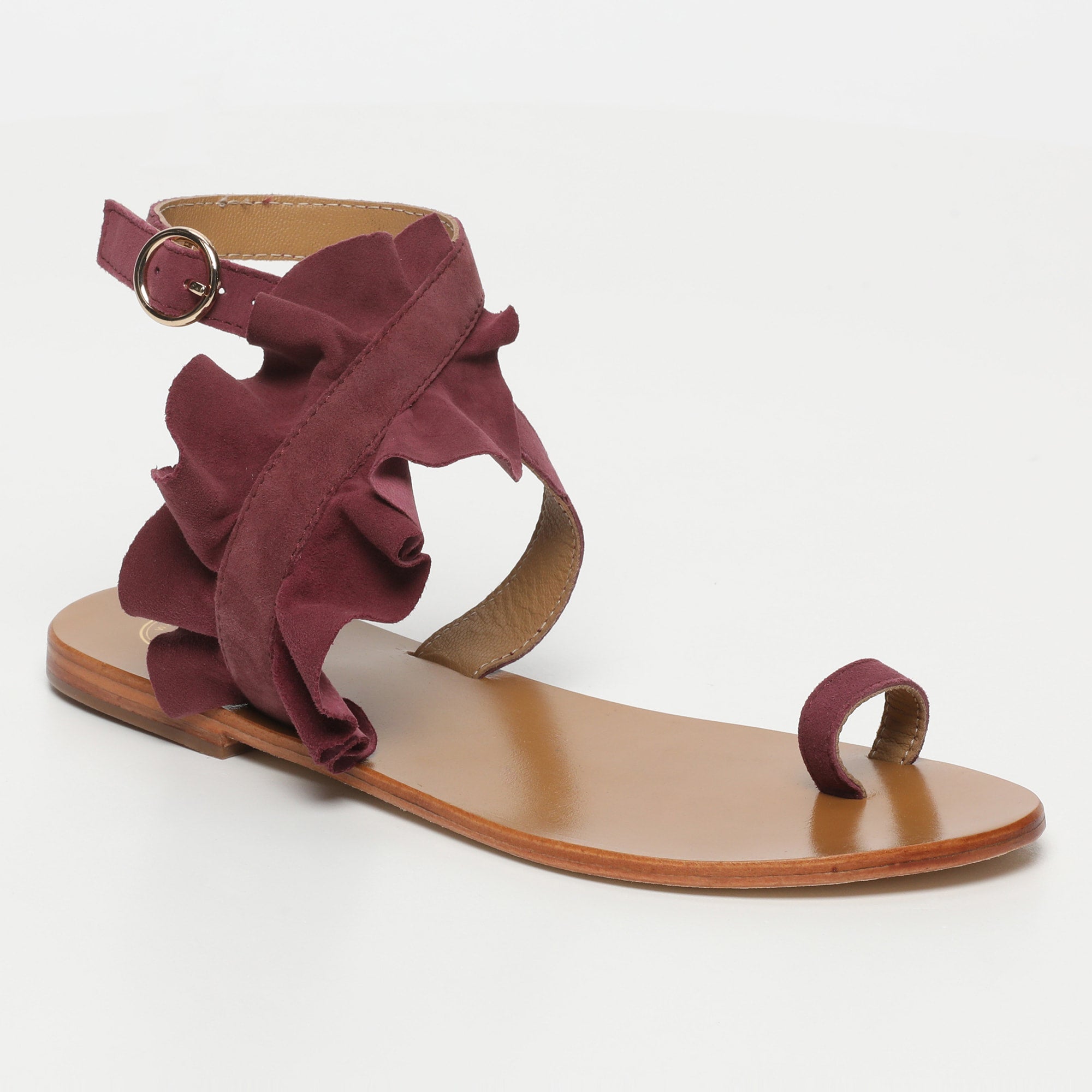 DEVIPRIYA sandales entre doigt fantaisie en cuir bordeaux